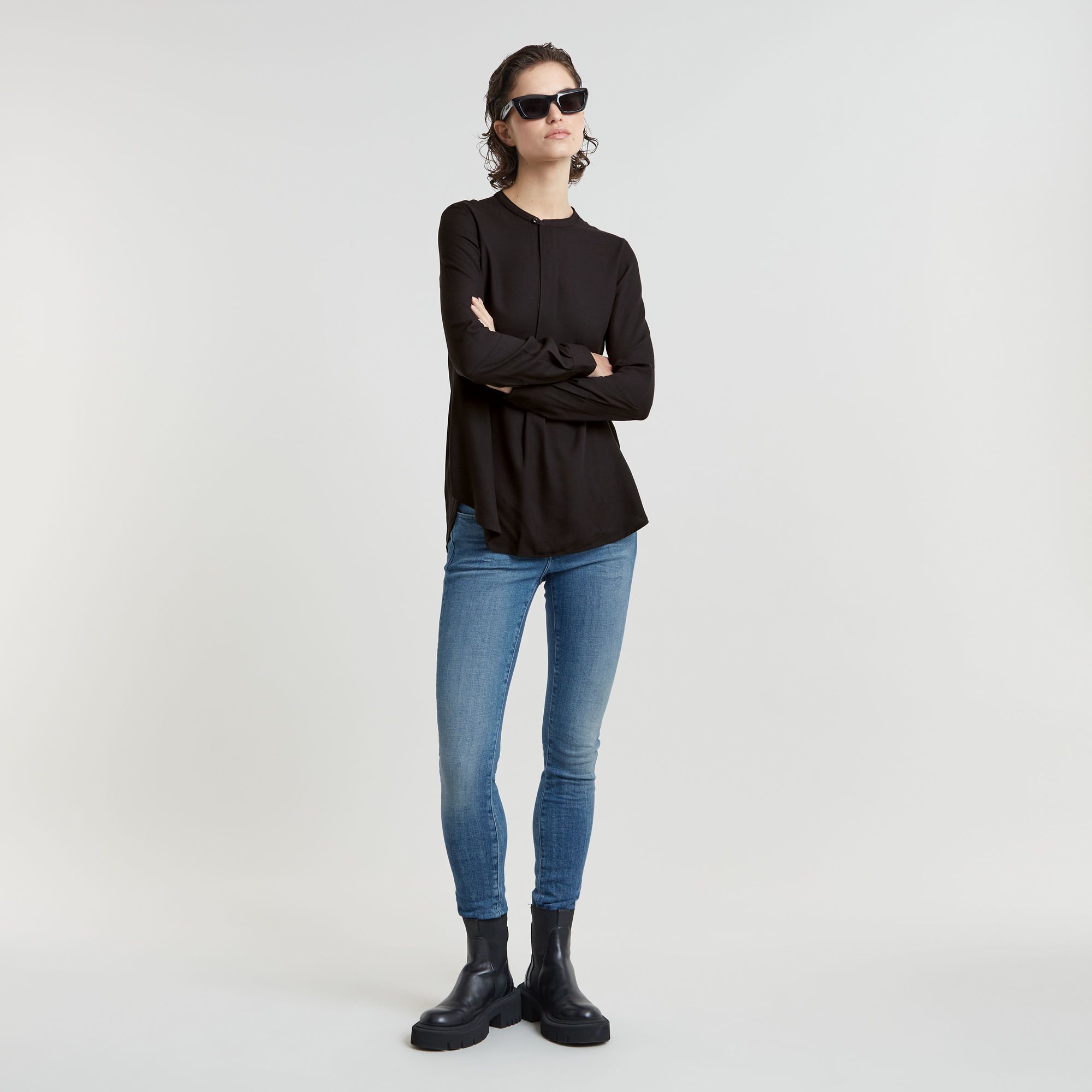 G-Star RAW Half Placket Top Zwart Dames