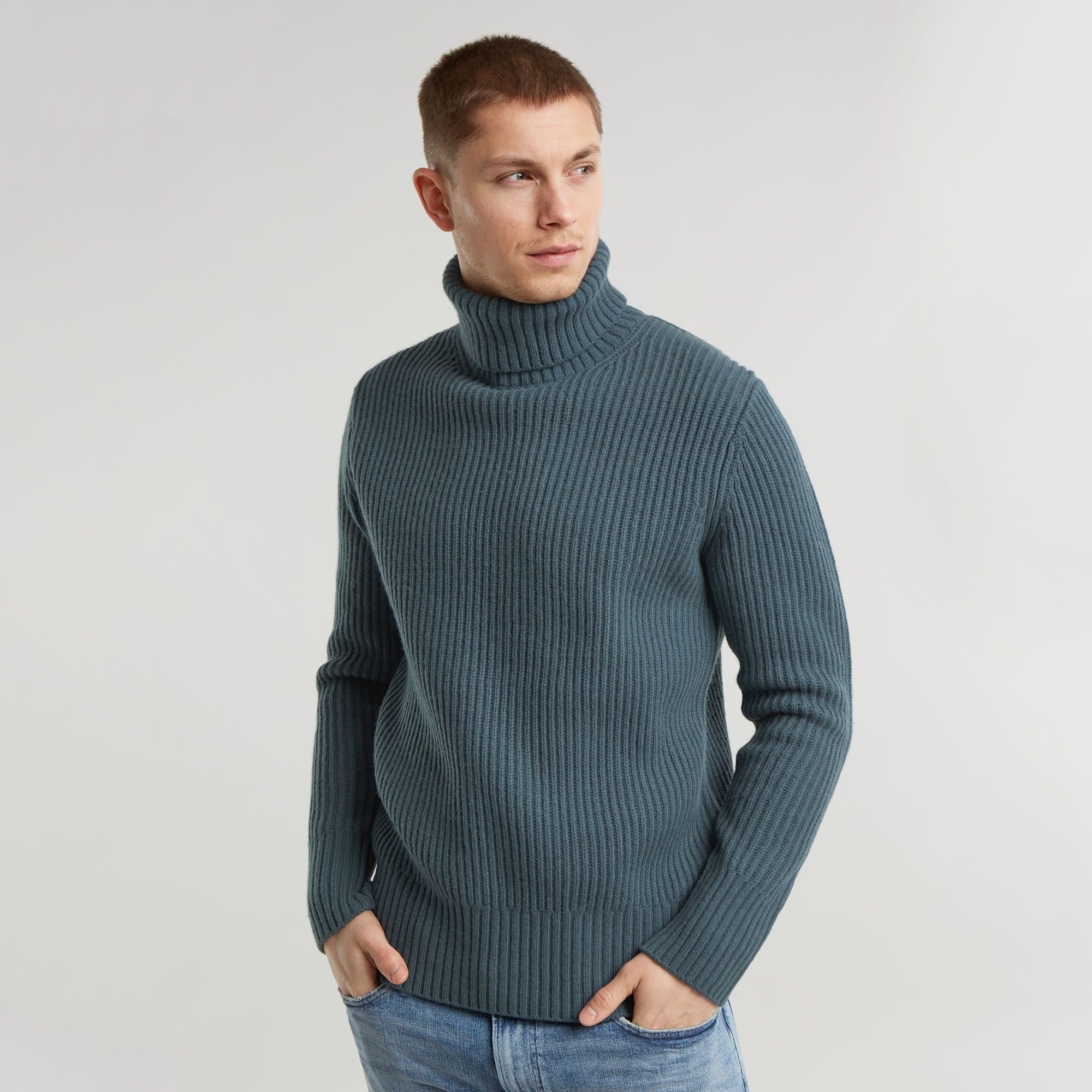 Essential Turtle Neck Knitted Pullover - Grau - Herren