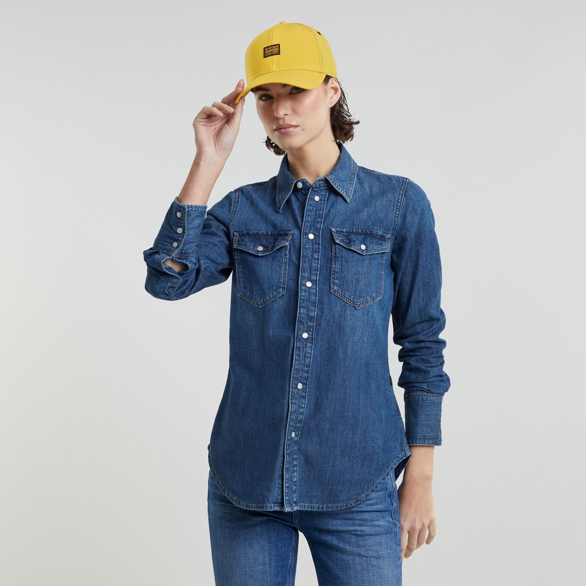 Slim Western Hemd - Dunkelblau - Damen