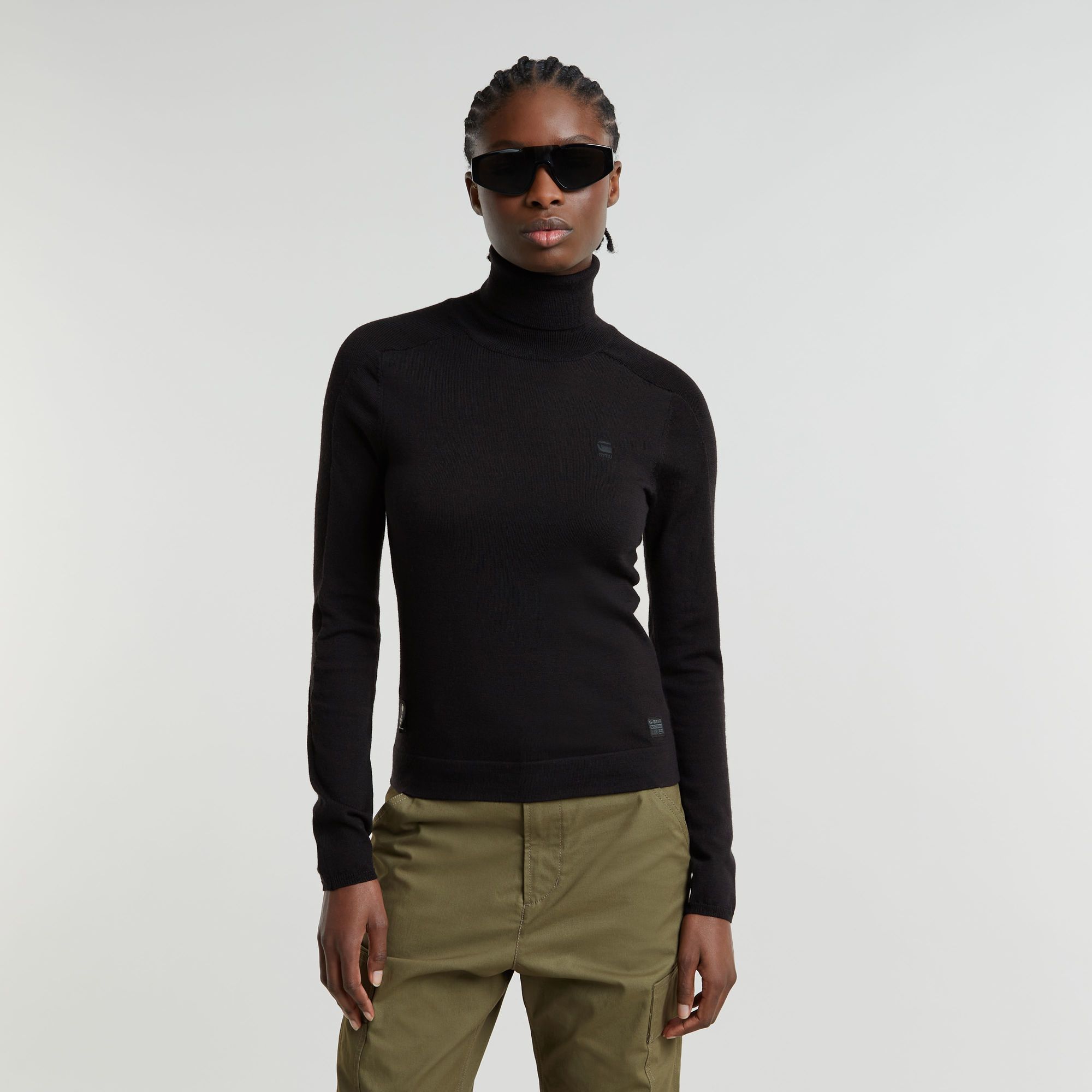 Core Slim Turtle Neck Knitted Pullover - Schwarz - Damen