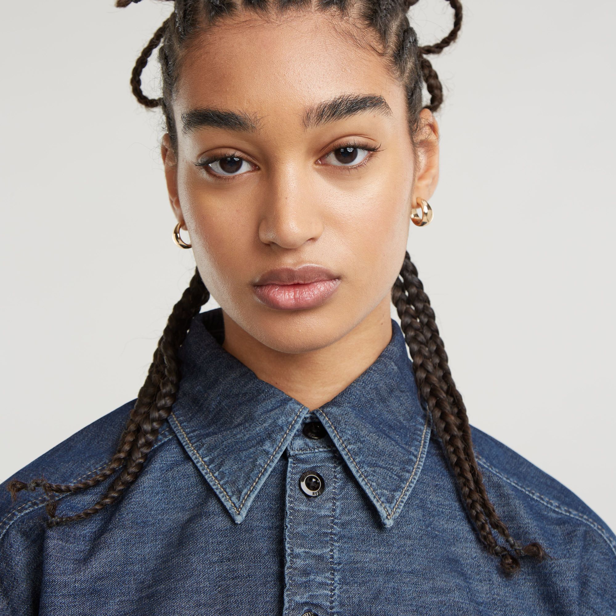 G-Star RAW Cropped Shirt Donkerblauw Dames