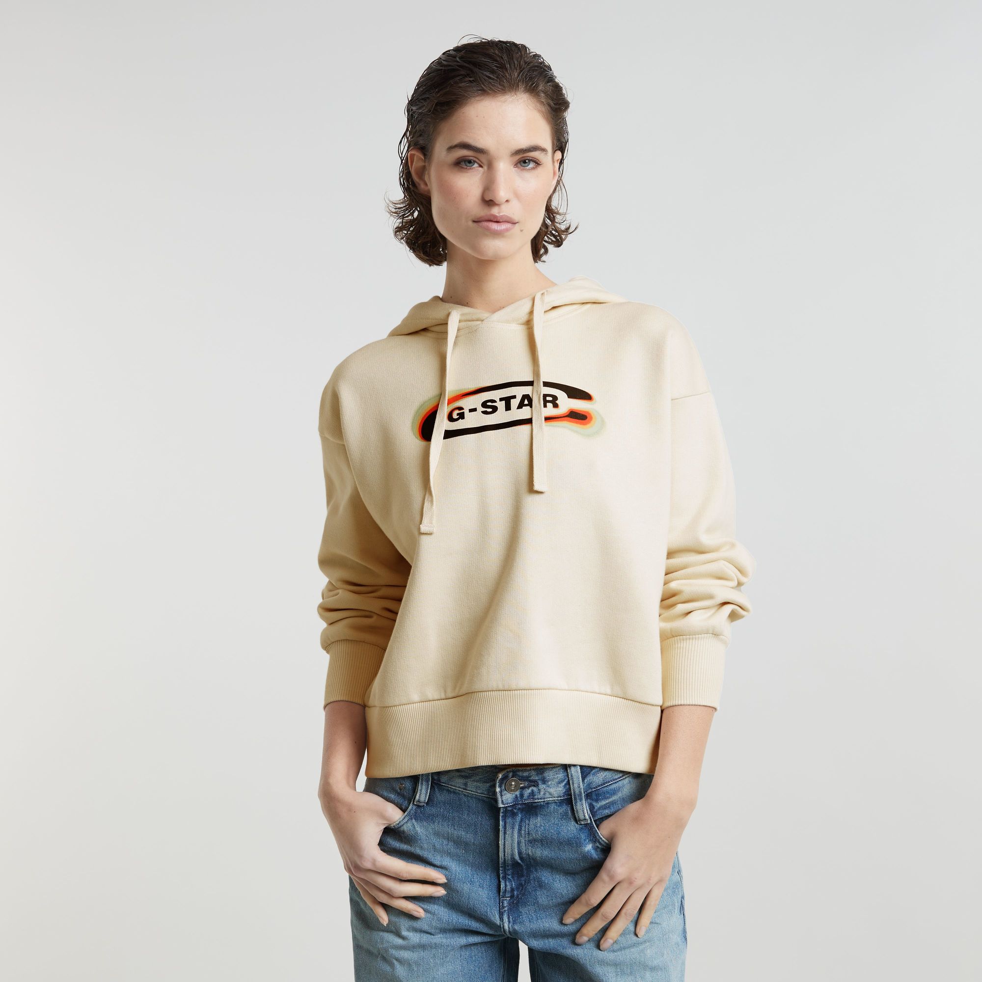 Old Skool Logo Loose Hoodie - Weiß - Damen