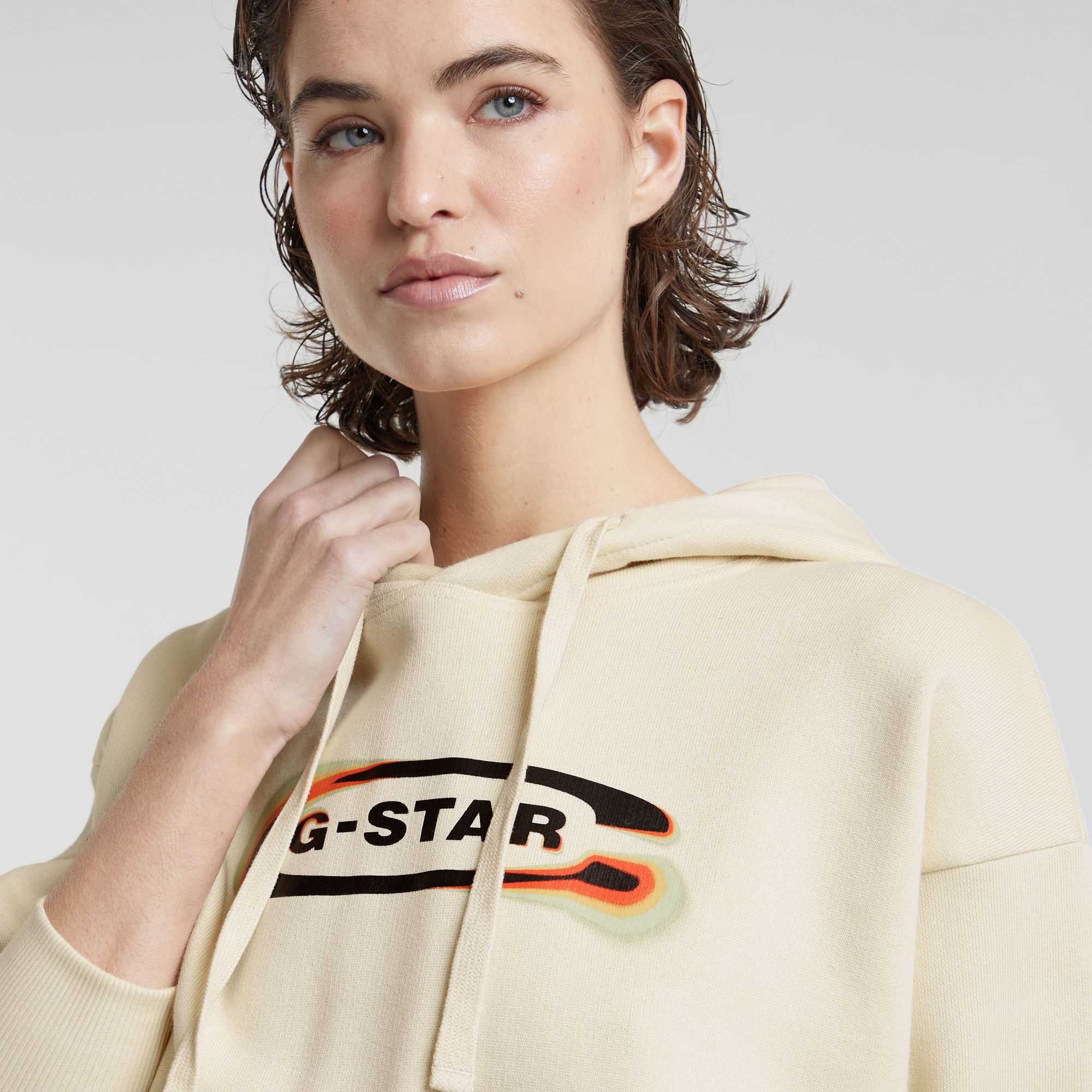 G-Star RAW Old Skool Logo Loose Hoodie Wit Dames