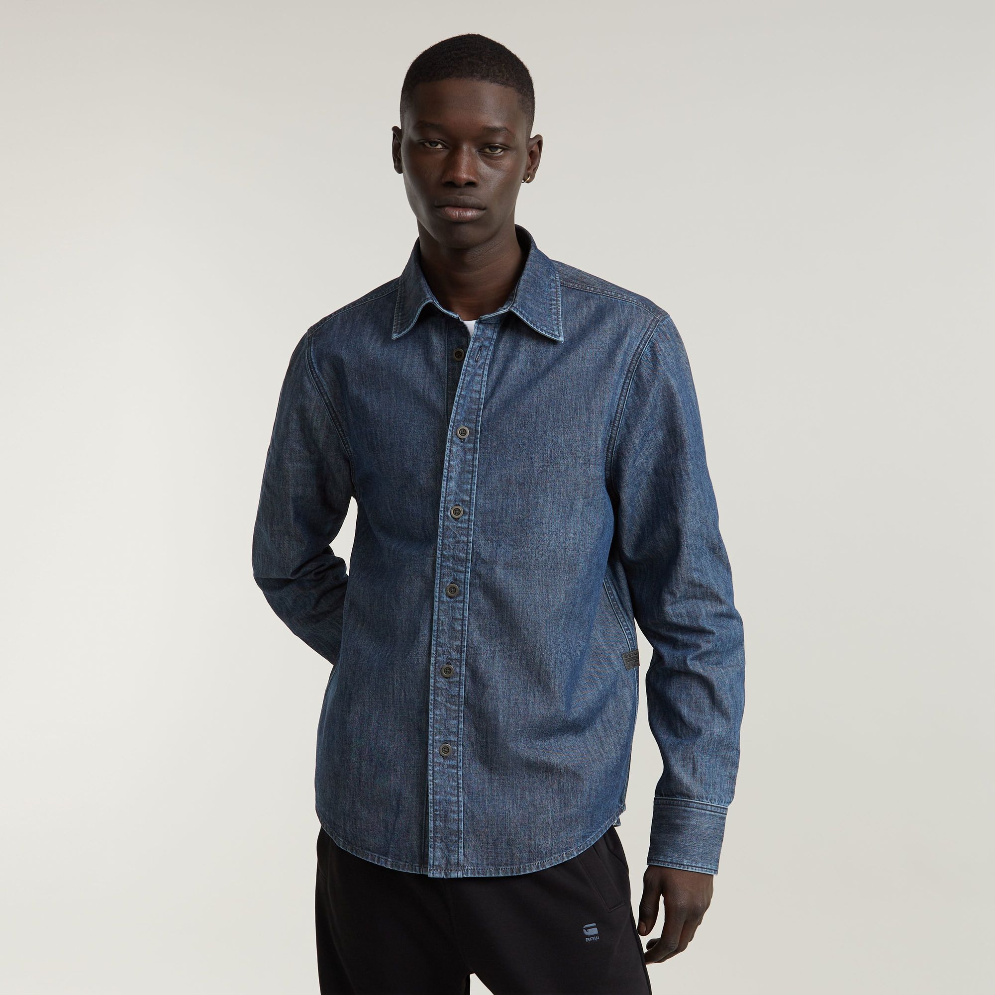 

Regular Denim Shirt - Dark blue - Men