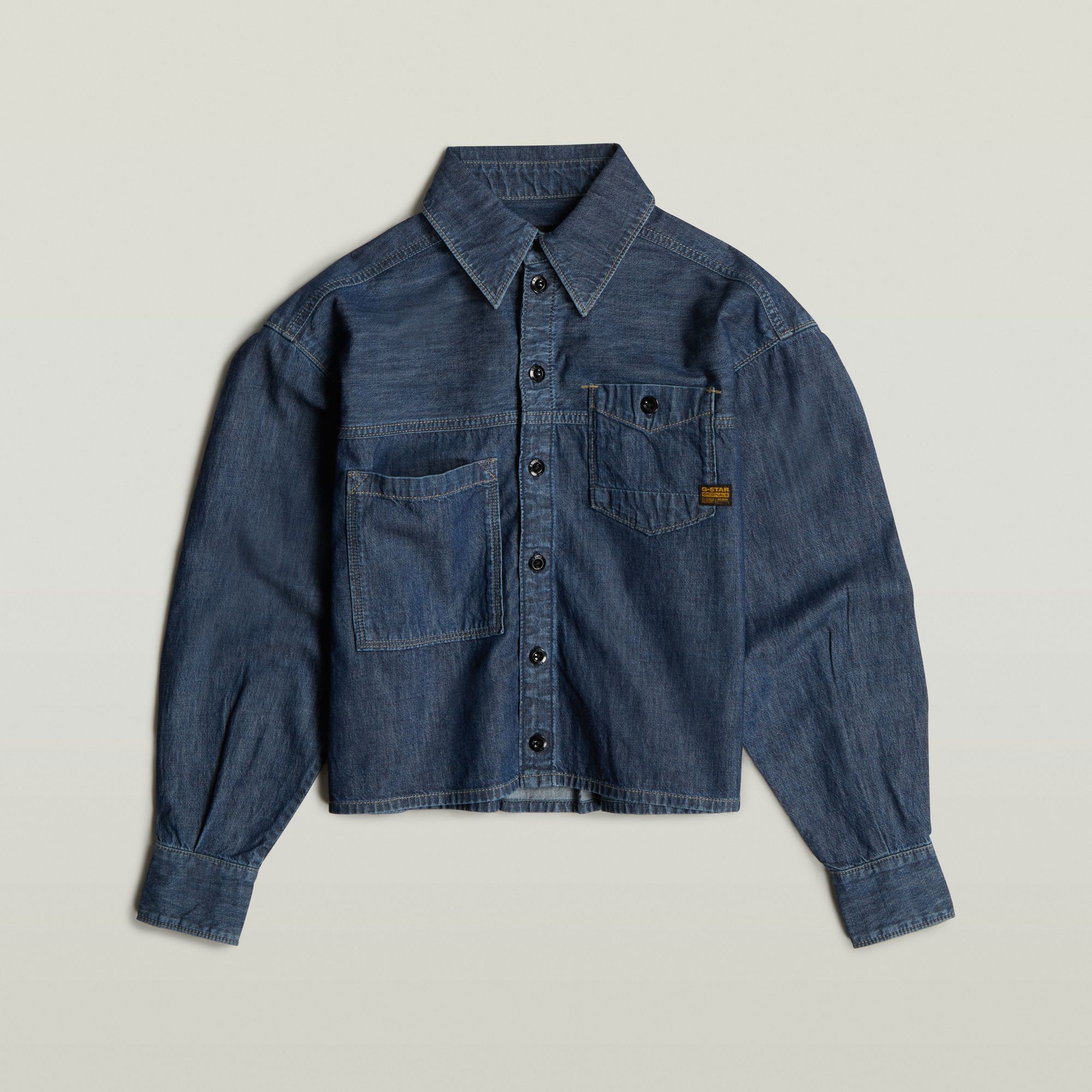 G-Star RAW Cropped Shirt Donkerblauw Dames