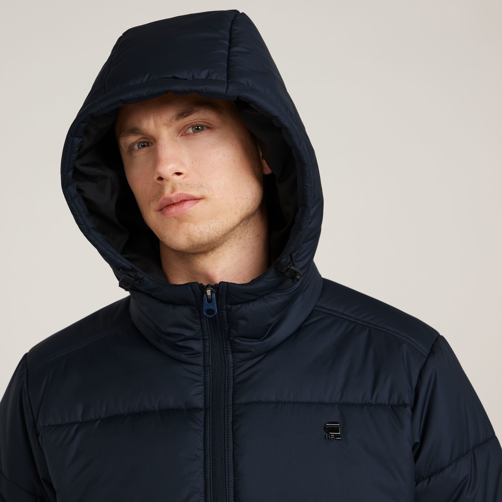 G-Star RAW Gewatteerde Puffer Met Capuchon Donkerblauw Heren