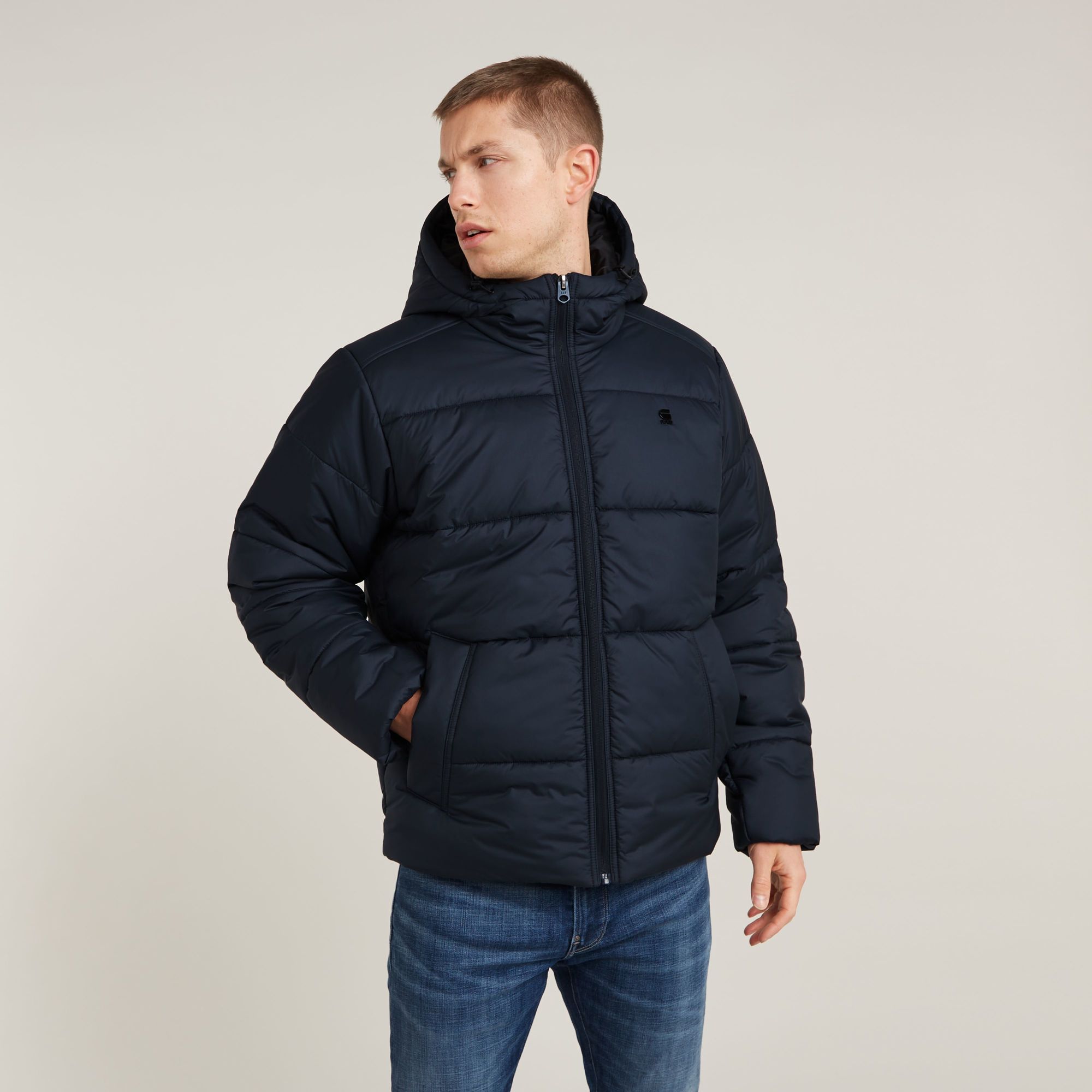 

Padded Hooded Puffer - Dark blue - Men