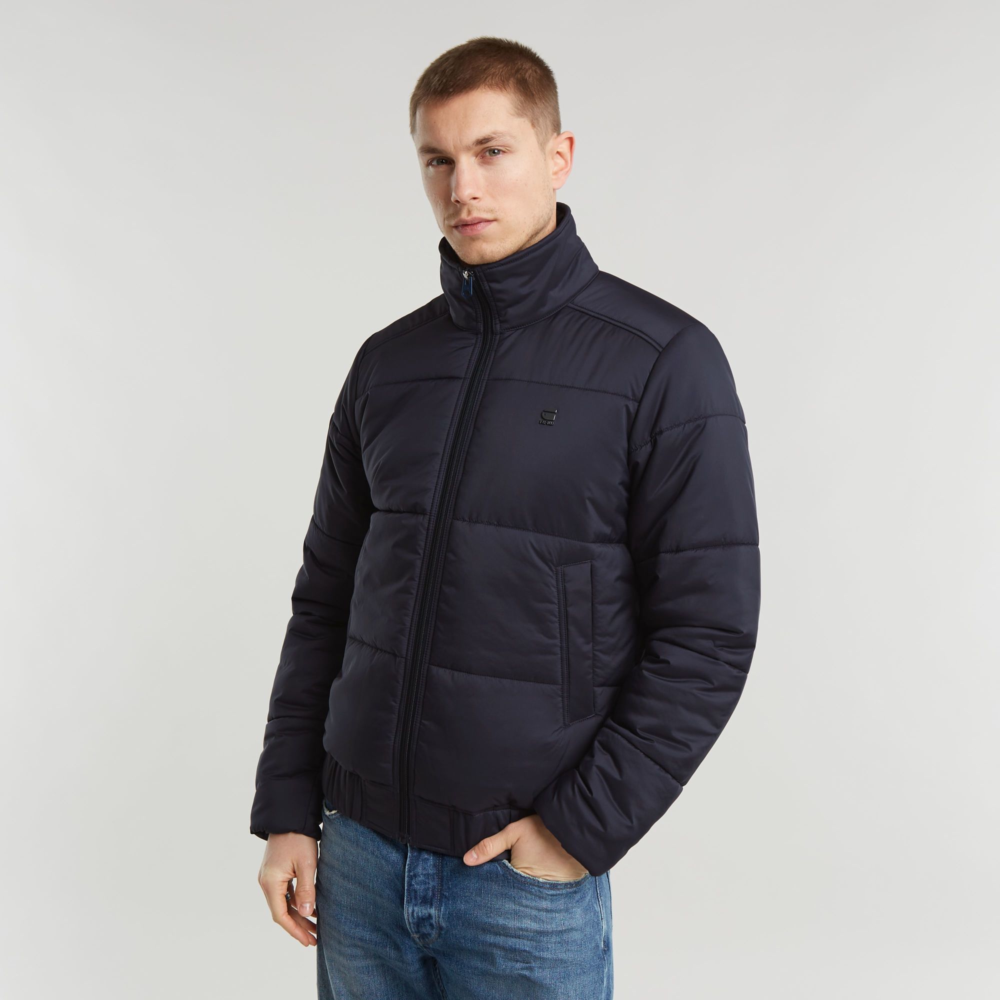 Padded Quilted Jacke - Dunkelblau - Herren