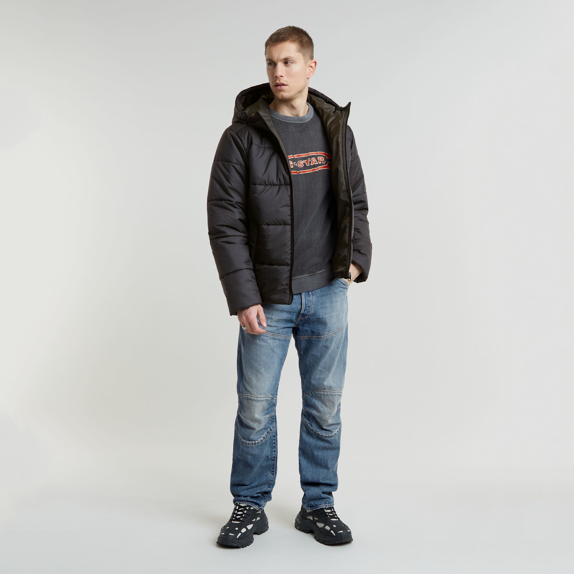 G-Star RAW Gewatteerde Puffer Met Capuchon Zwart Heren