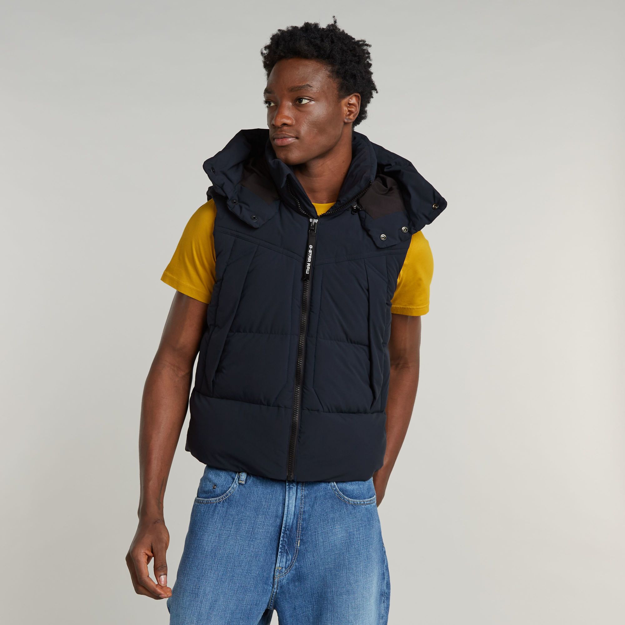 G-Star RAW G-Whistler 2.0 Gewatteerde Bodywarmer Met Capuchon Donkerblauw Heren