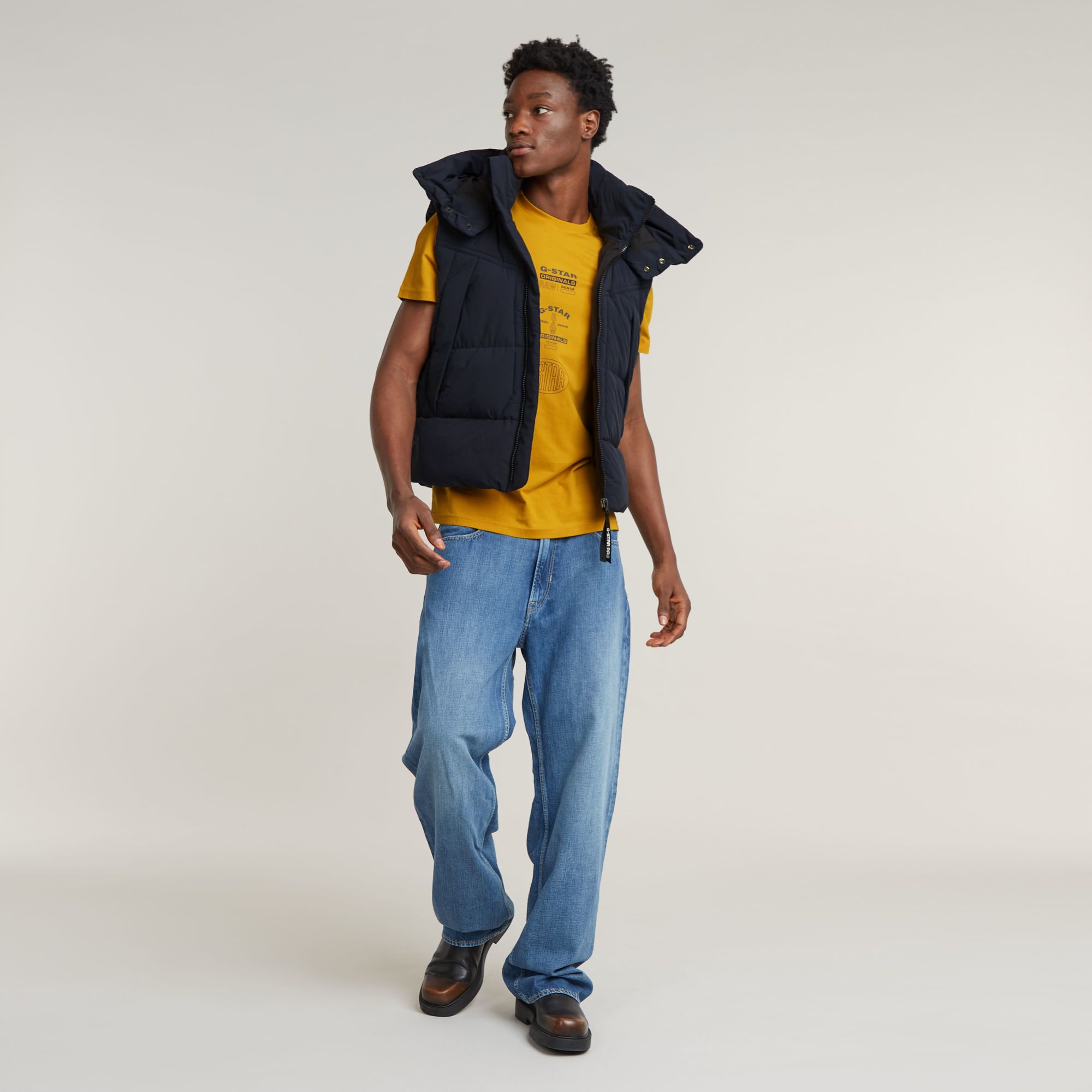 G-Star RAW G-Whistler 2.0 Gewatteerde Bodywarmer Met Capuchon Donkerblauw Heren