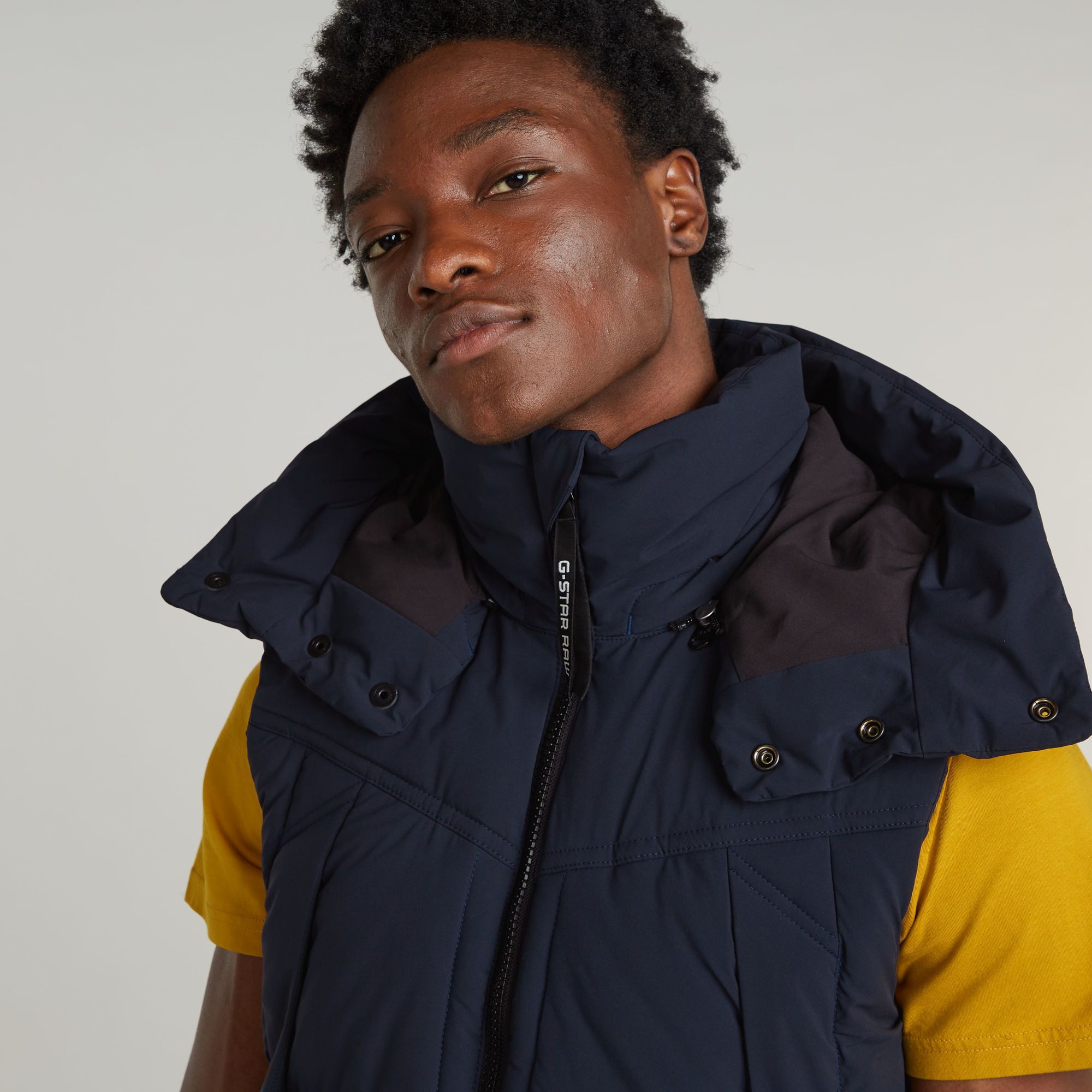 G-Star RAW G-Whistler 2.0 Gewatteerde Bodywarmer Met Capuchon Donkerblauw Heren
