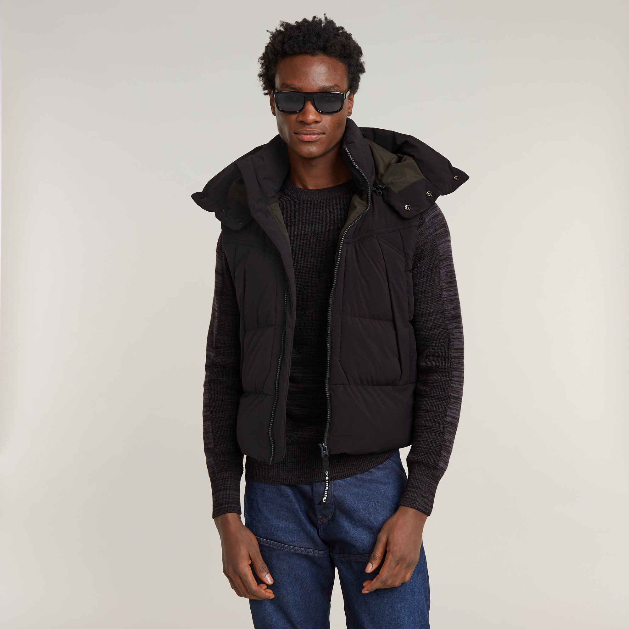 G-Star RAW G-Whistler 2.0 Gewatteerde Bodywarmer Met Capuchon Zwart Heren