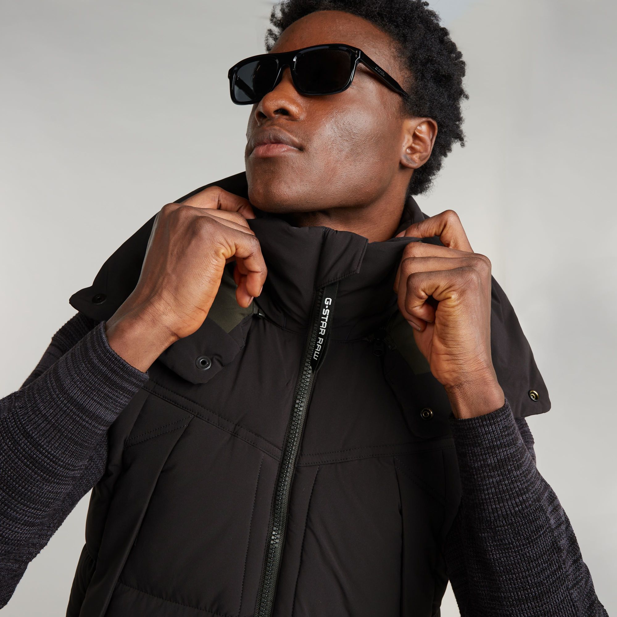 G-Star RAW G-Whistler 2.0 Gewatteerde Bodywarmer Met Capuchon Zwart Heren
