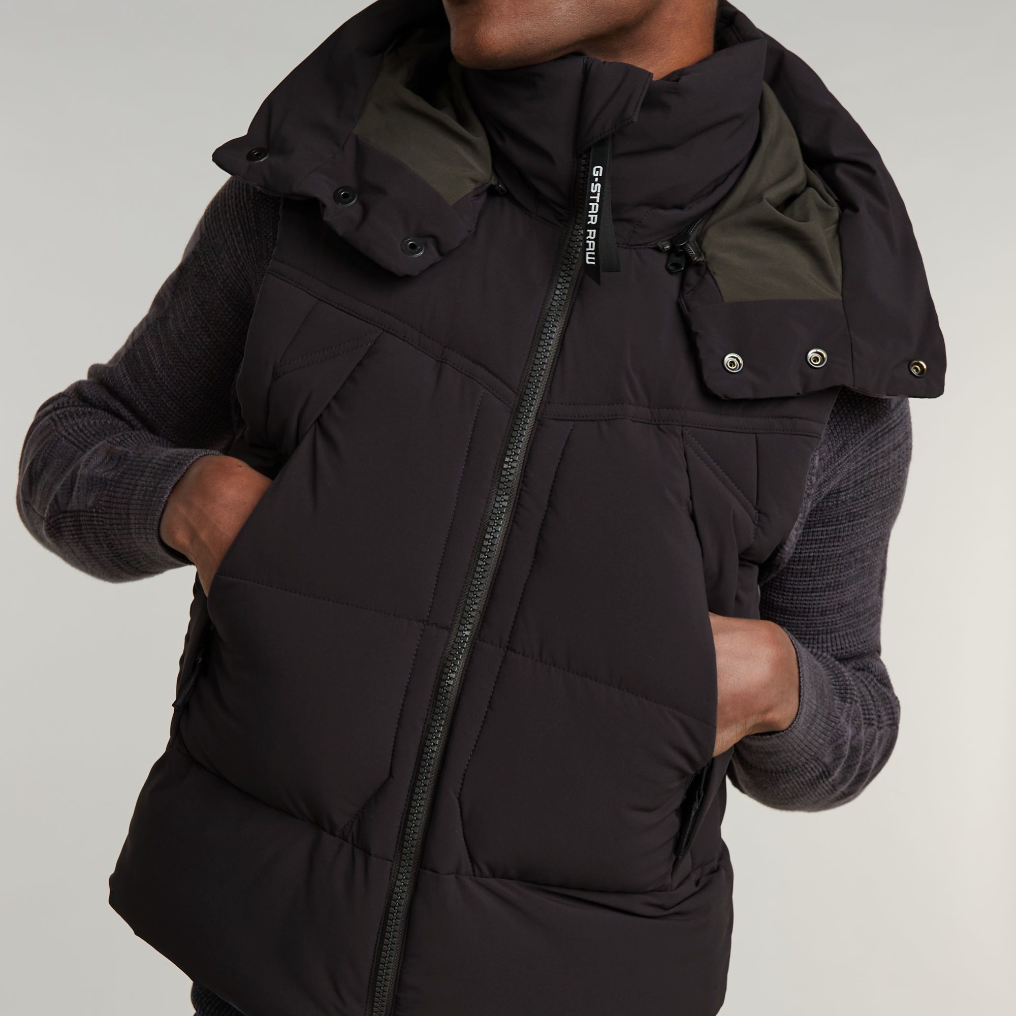 G-Star RAW G-Whistler 2.0 Gewatteerde Bodywarmer Met Capuchon Zwart Heren