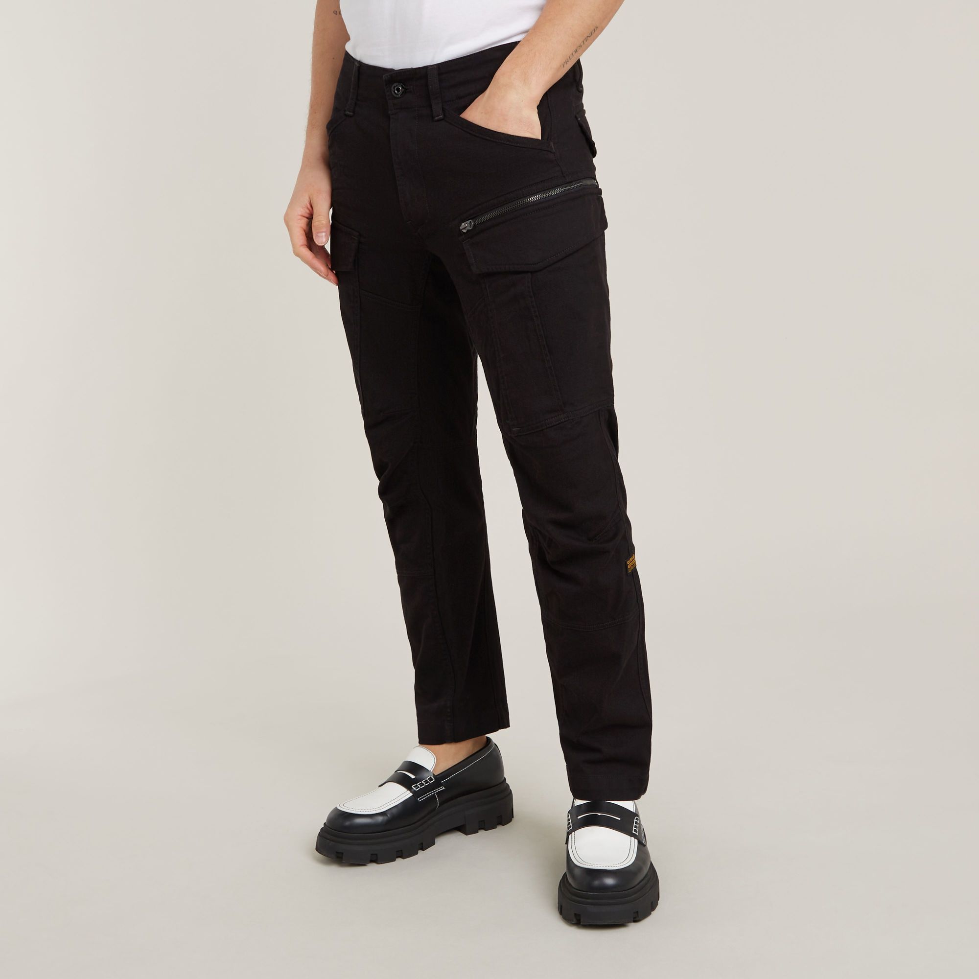 G-Star RAW Zip Cargobroek 3D Tapered Zwart Heren