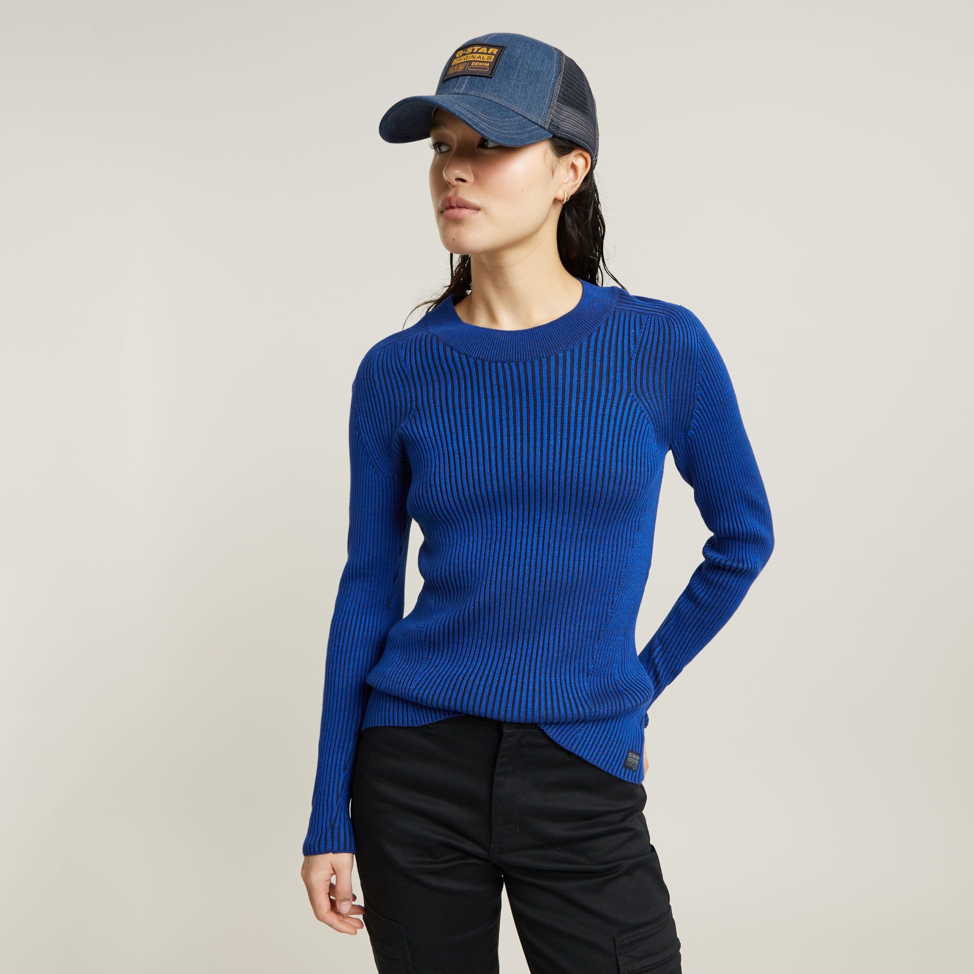 Plated Slim Knitted Pullover - Mehrfarbig - Damen