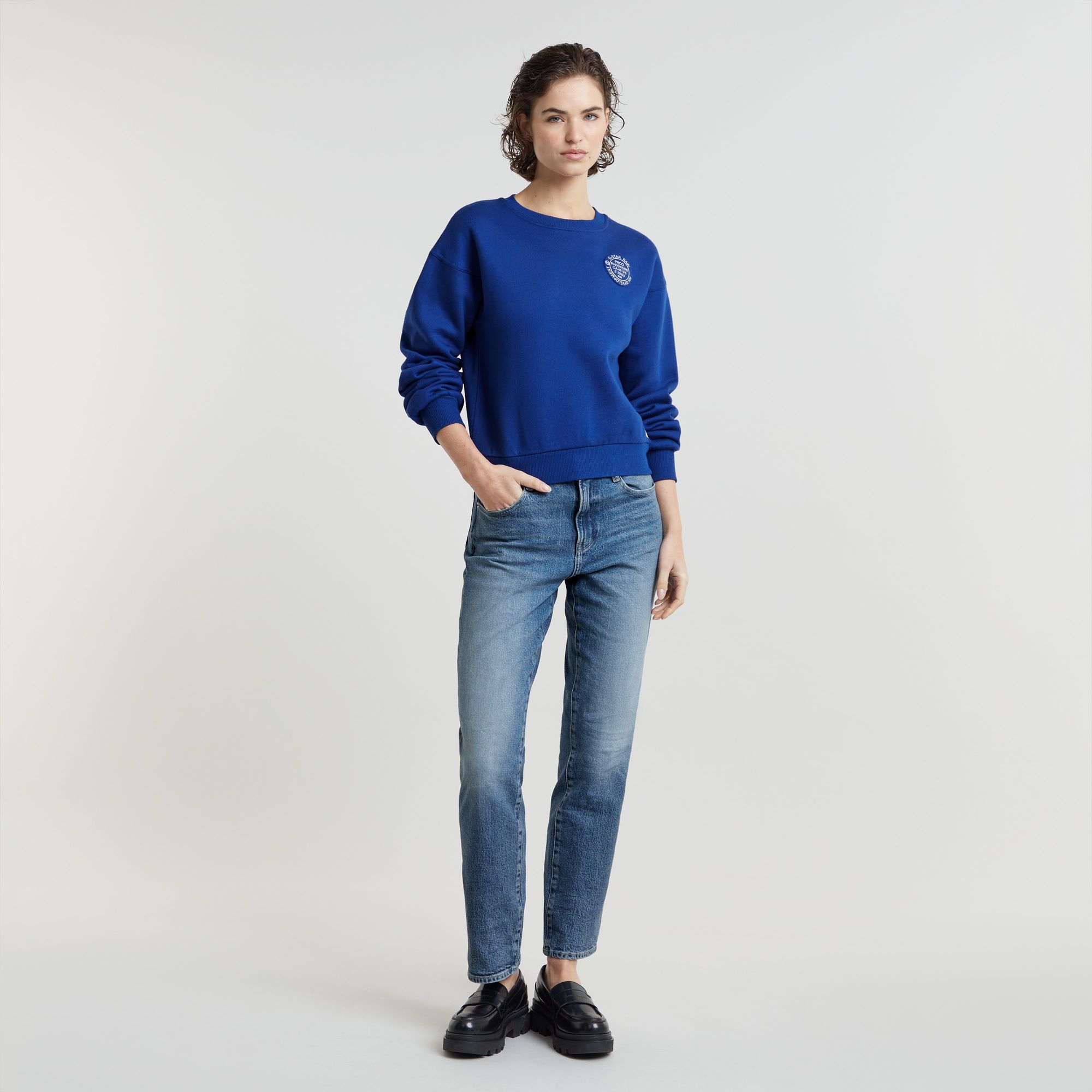 G-Star RAW Graphic Loose Sweater Midden blauw Dames