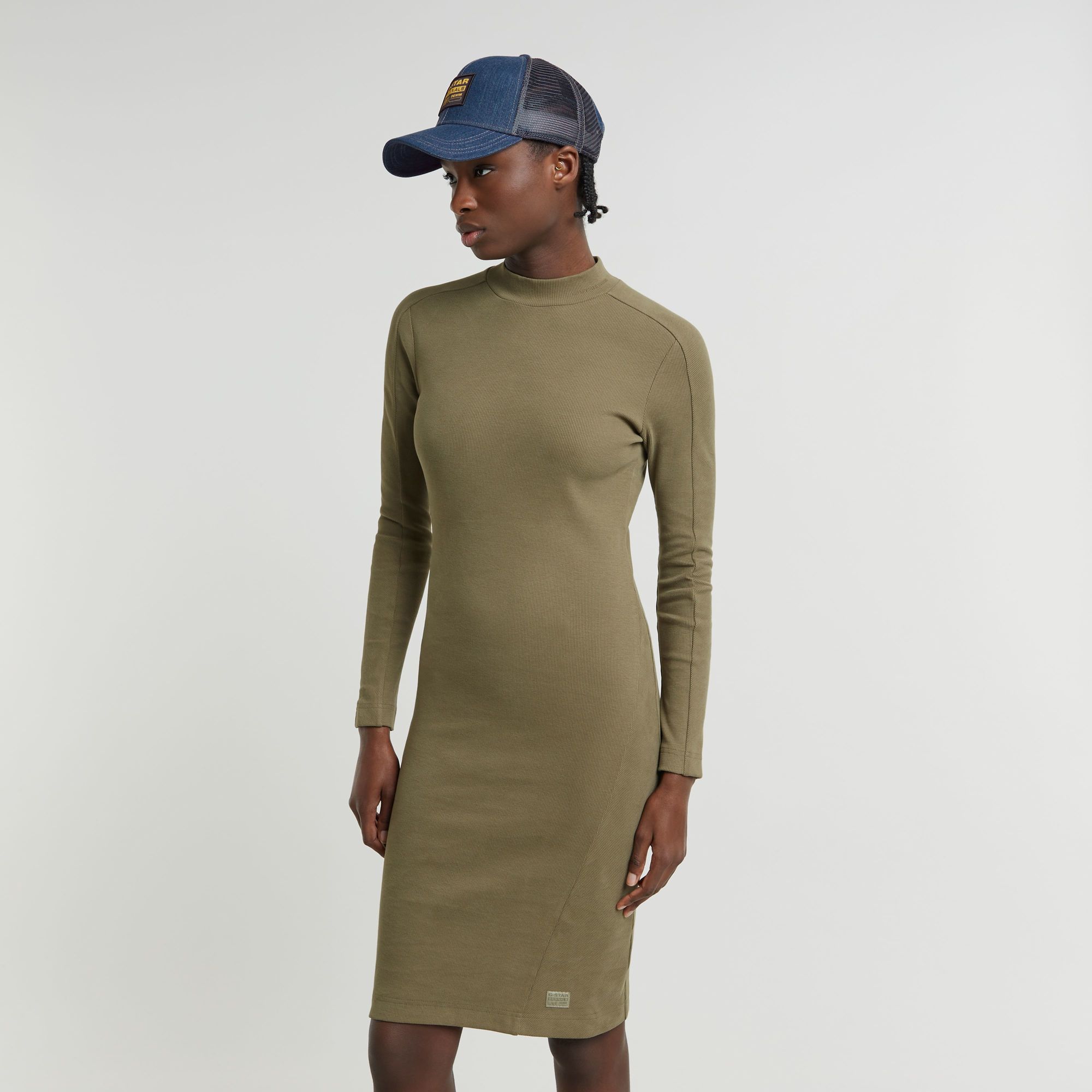 

Ergonomic Slim Rib Dress - Green - Women