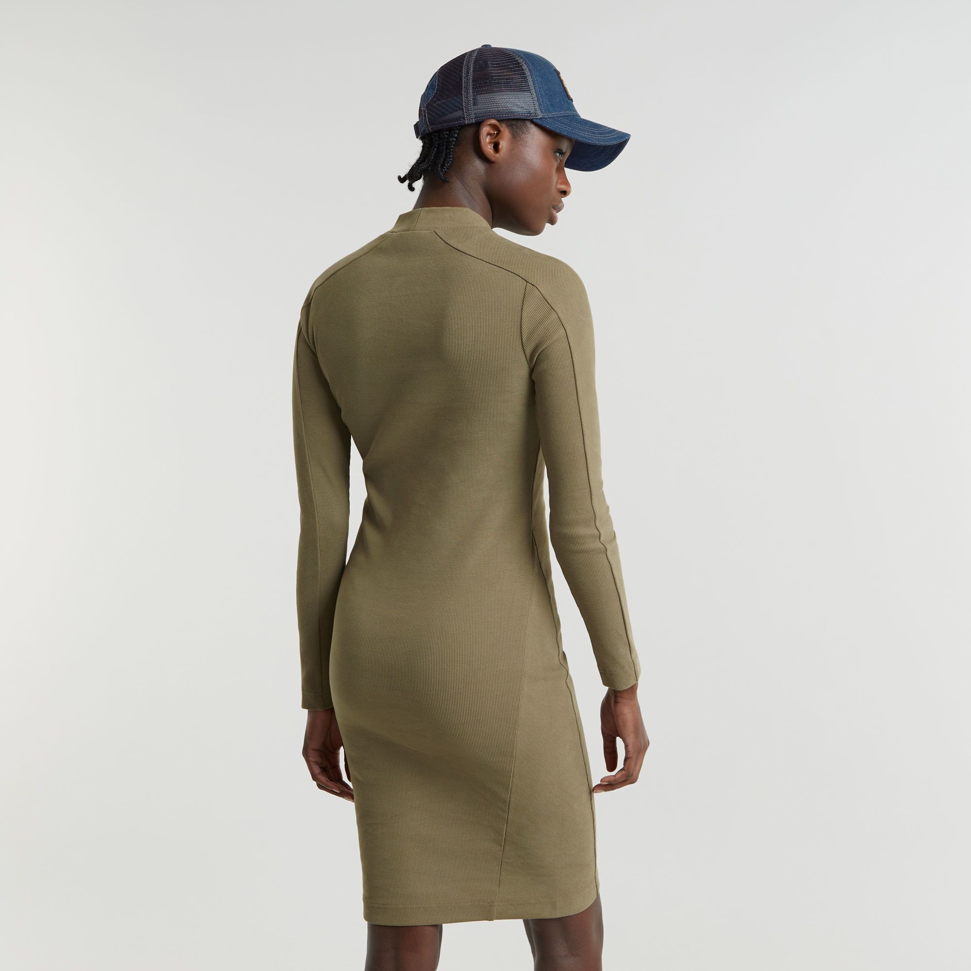 G-Star RAW Ergonomic Slim Rib Jurk Groen Dames