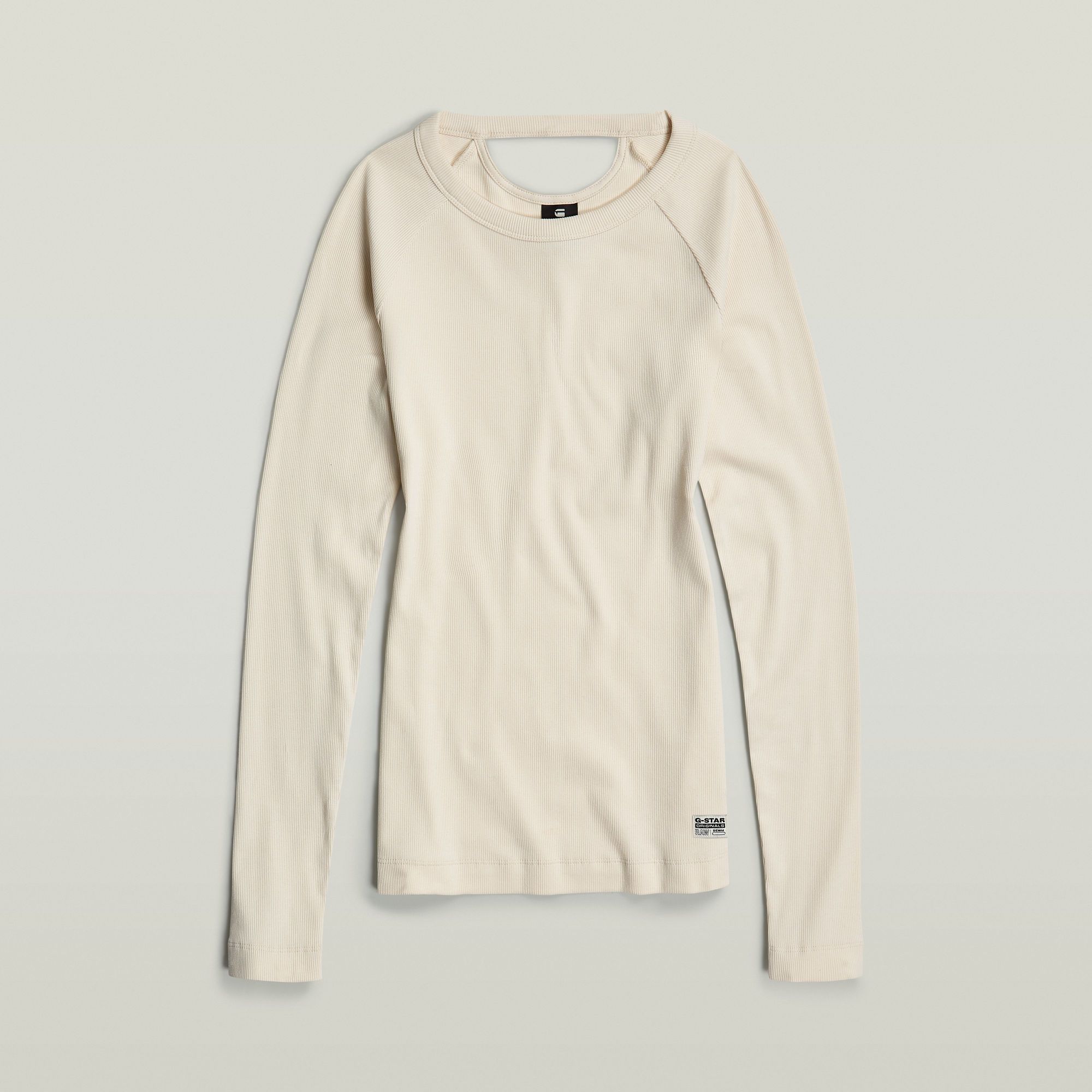 G-Star RAW Slim Rib Keyhole Top Wit Dames