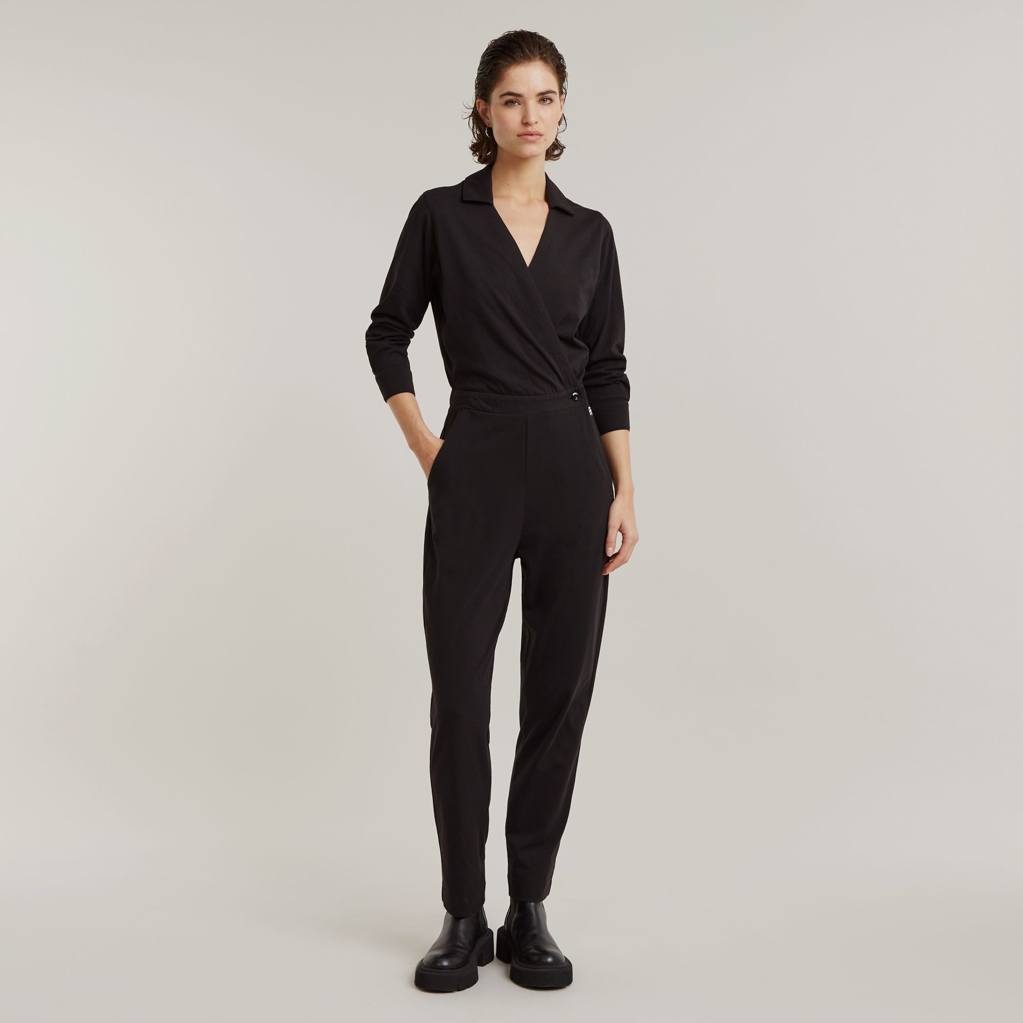 Shirt Jumpsuit - Schwarz - Damen