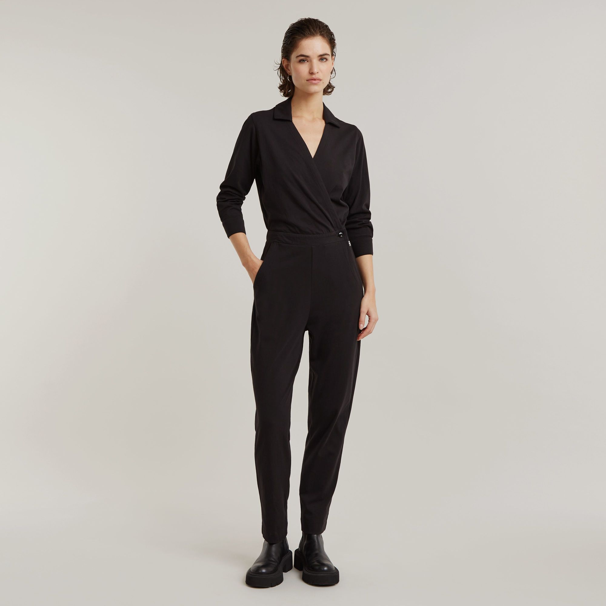 G-Star RAW Jumpsuit Shirt Jumpsuit elastische taille met knop
