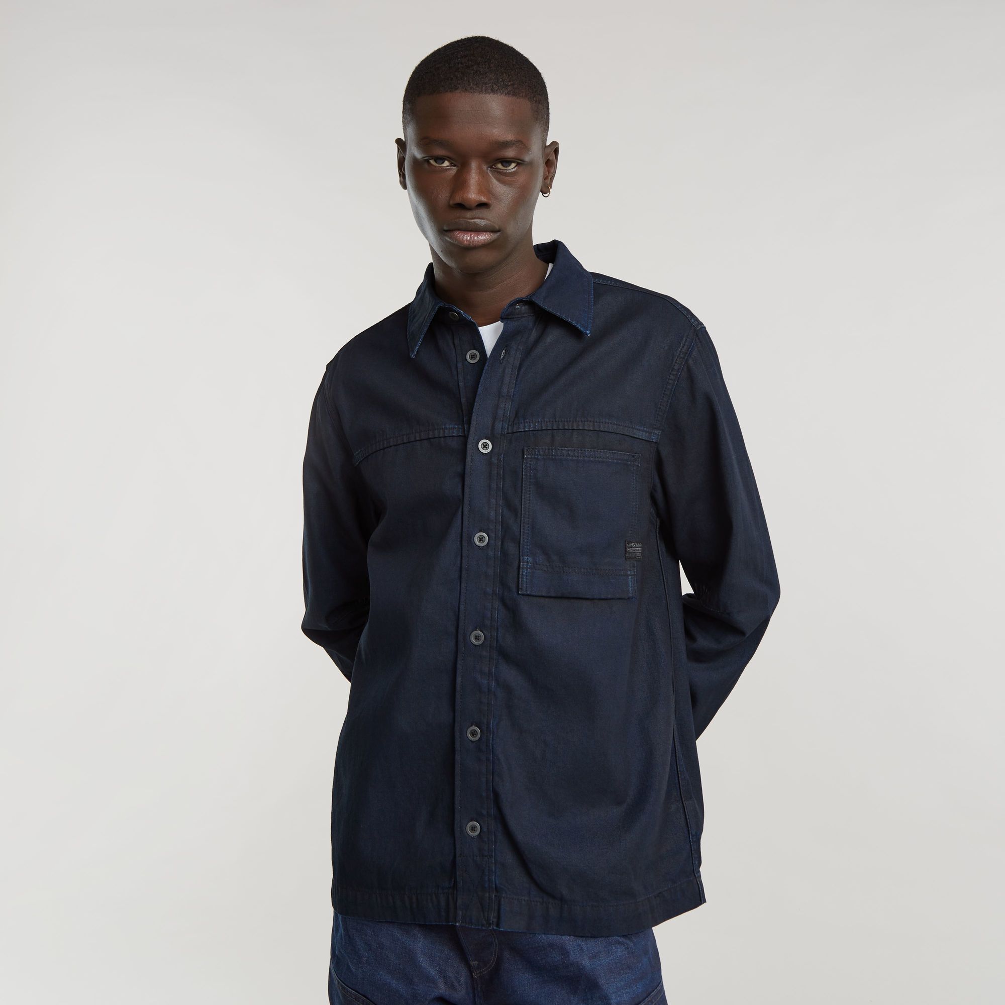 

1-Pocket Regular Denim Shirt - Dark blue - Men