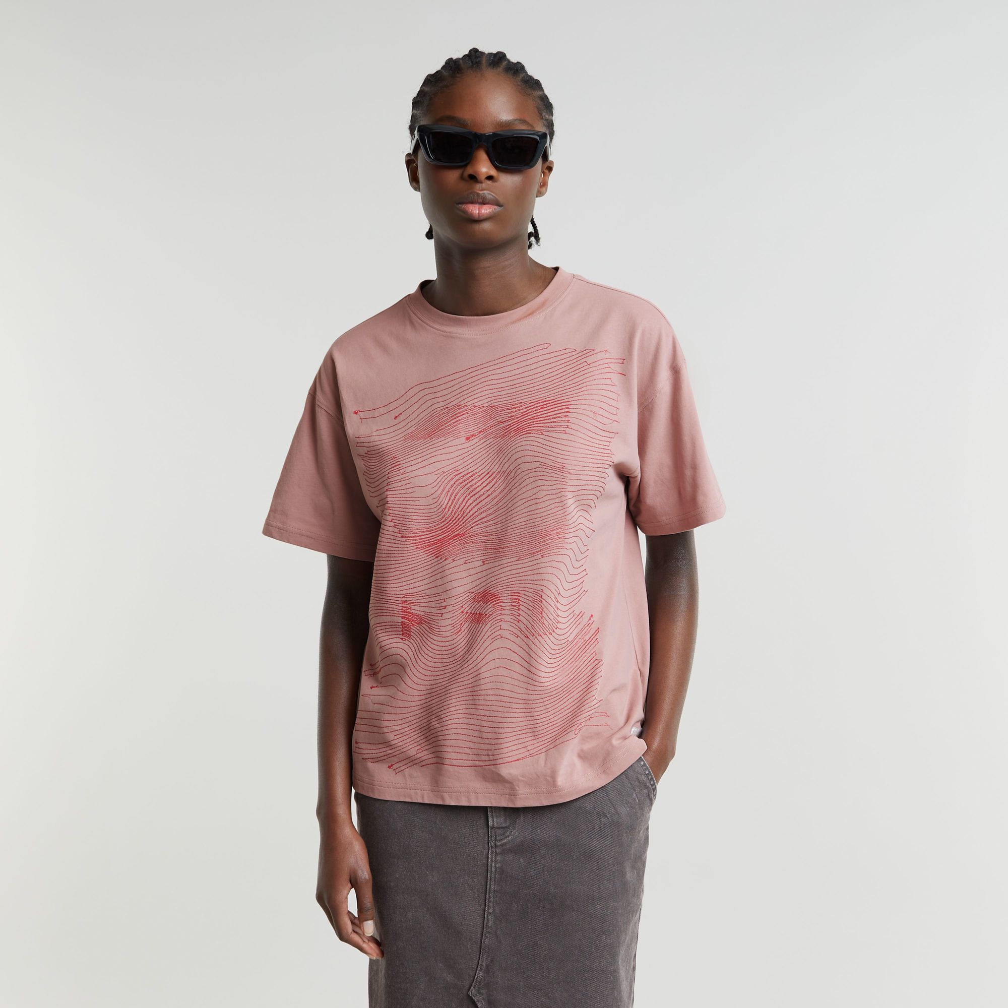 G-Star RAW Faux Embro Loose Top Roze Dames