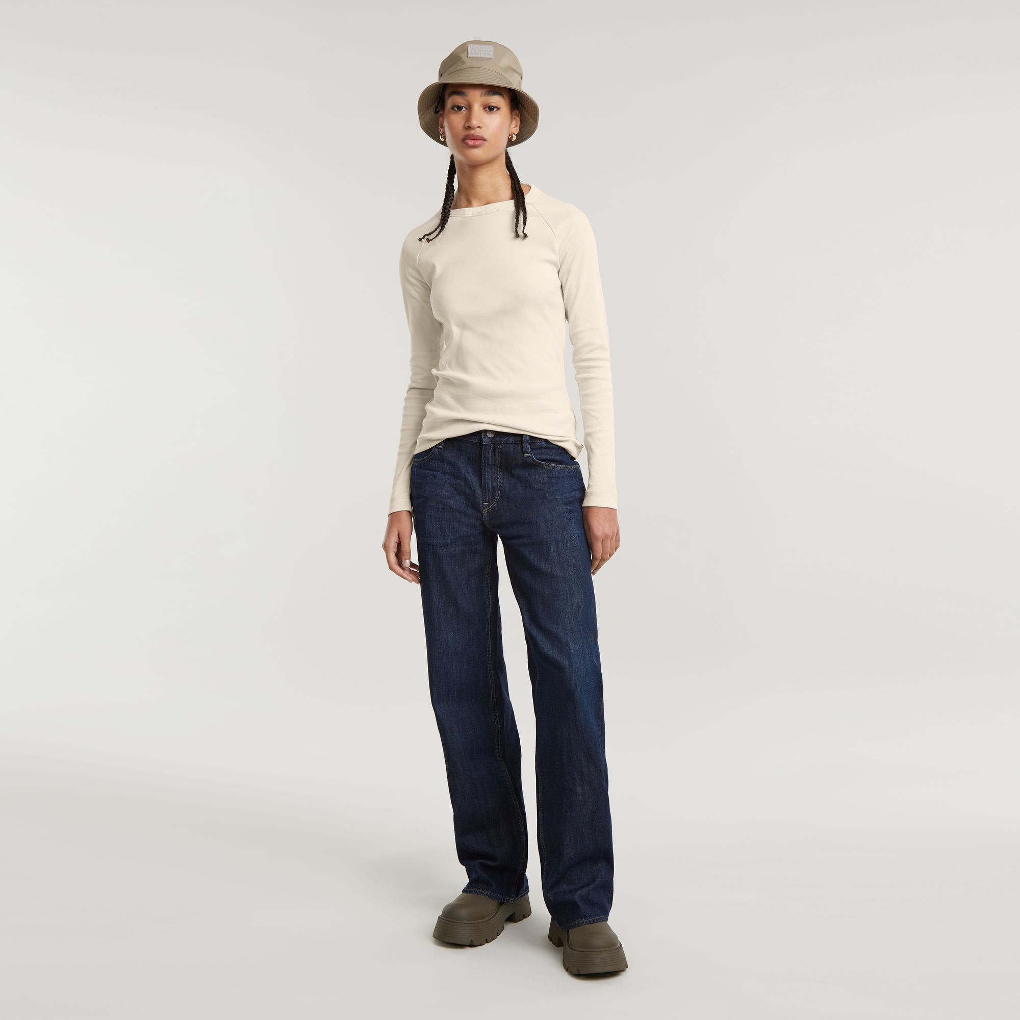 G-Star RAW Slim Rib Keyhole Top Wit Dames