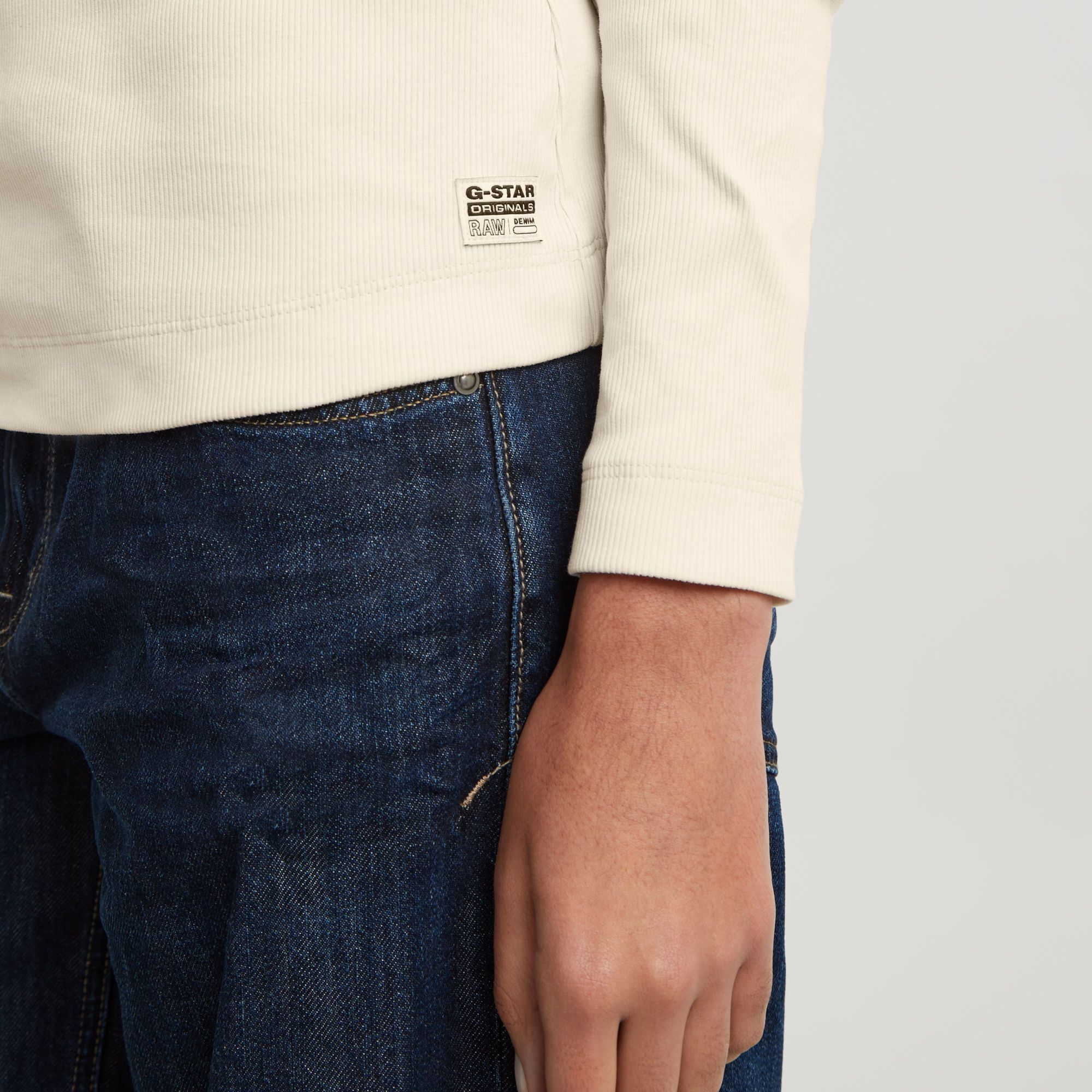 G-Star RAW Slim Rib Keyhole Top Wit Dames