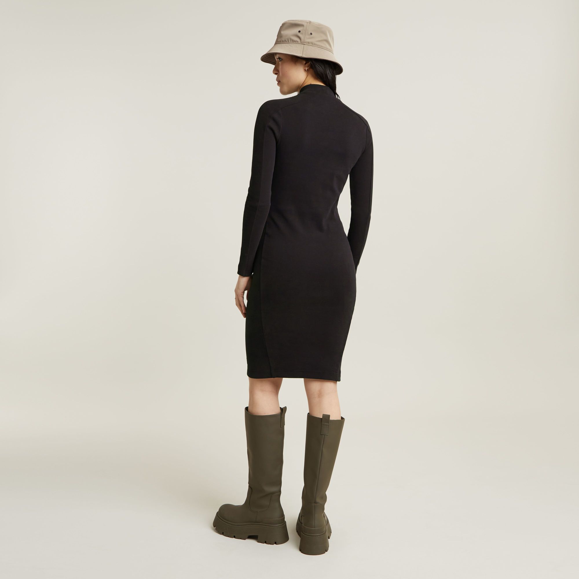 G-Star RAW Ergonomic Slim Rib Jurk Zwart Dames