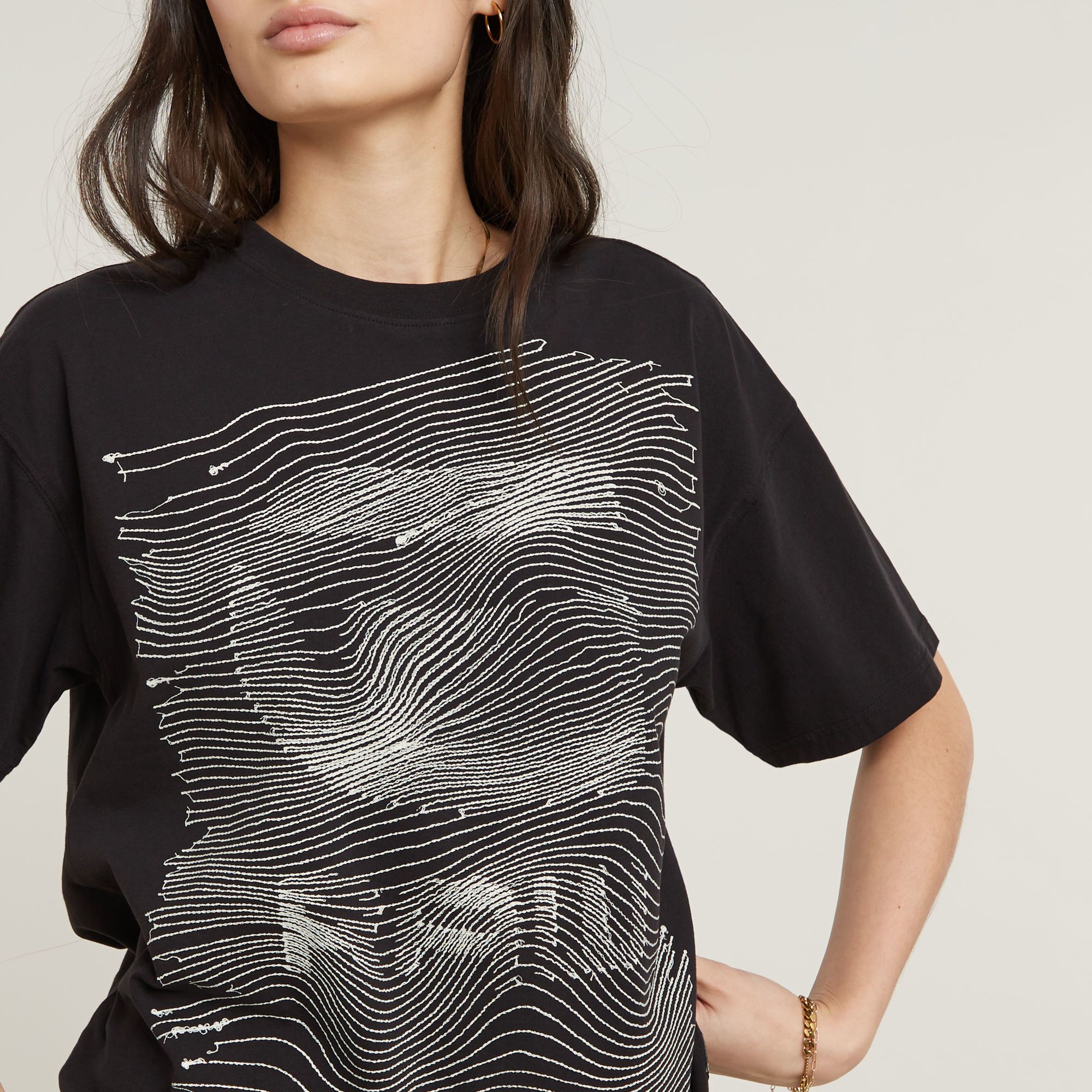 G-Star RAW Faux Embro Loose Top Zwart Dames