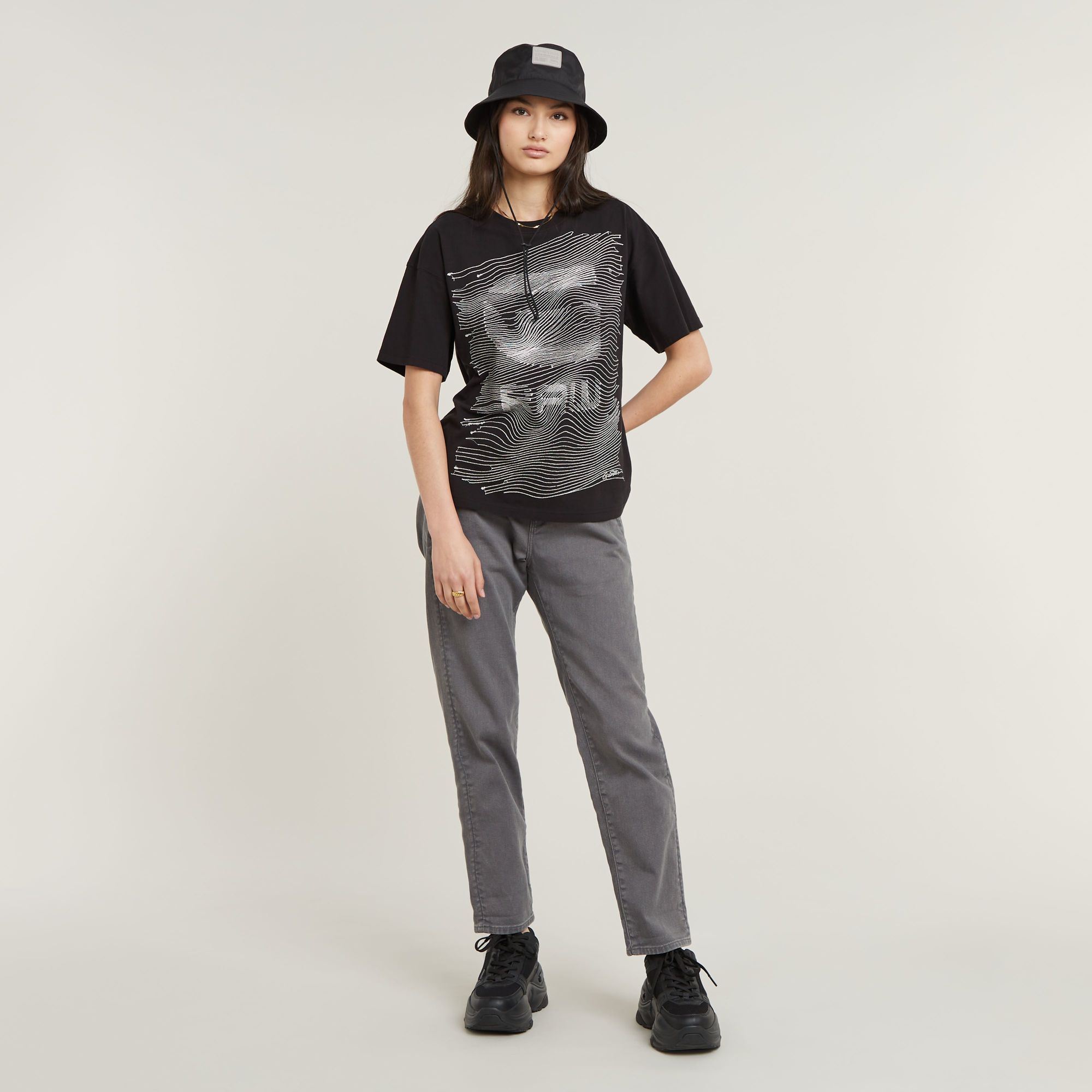 G-Star RAW Faux Embro Loose Top Zwart Dames