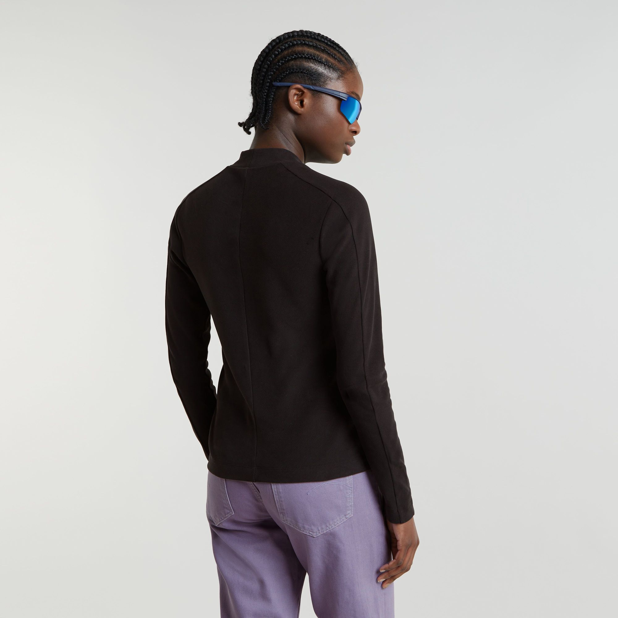 G-Star RAW Slim Rib Mock Top Zwart Dames