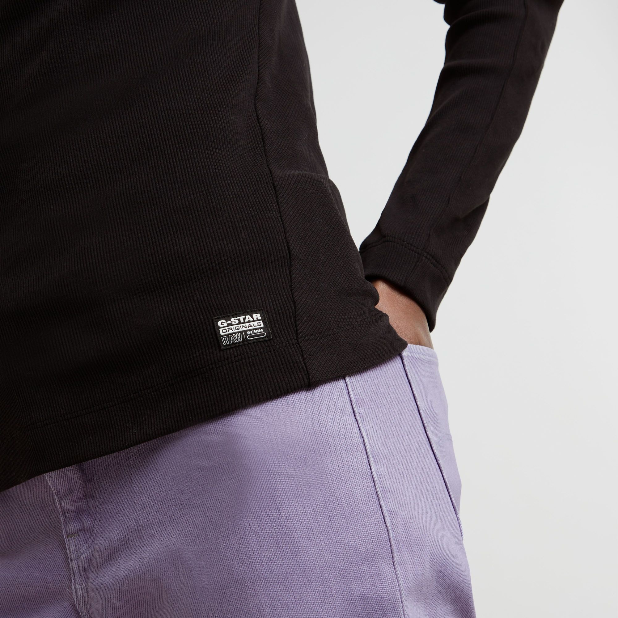 G-Star RAW Slim Rib Mock Top Zwart Dames