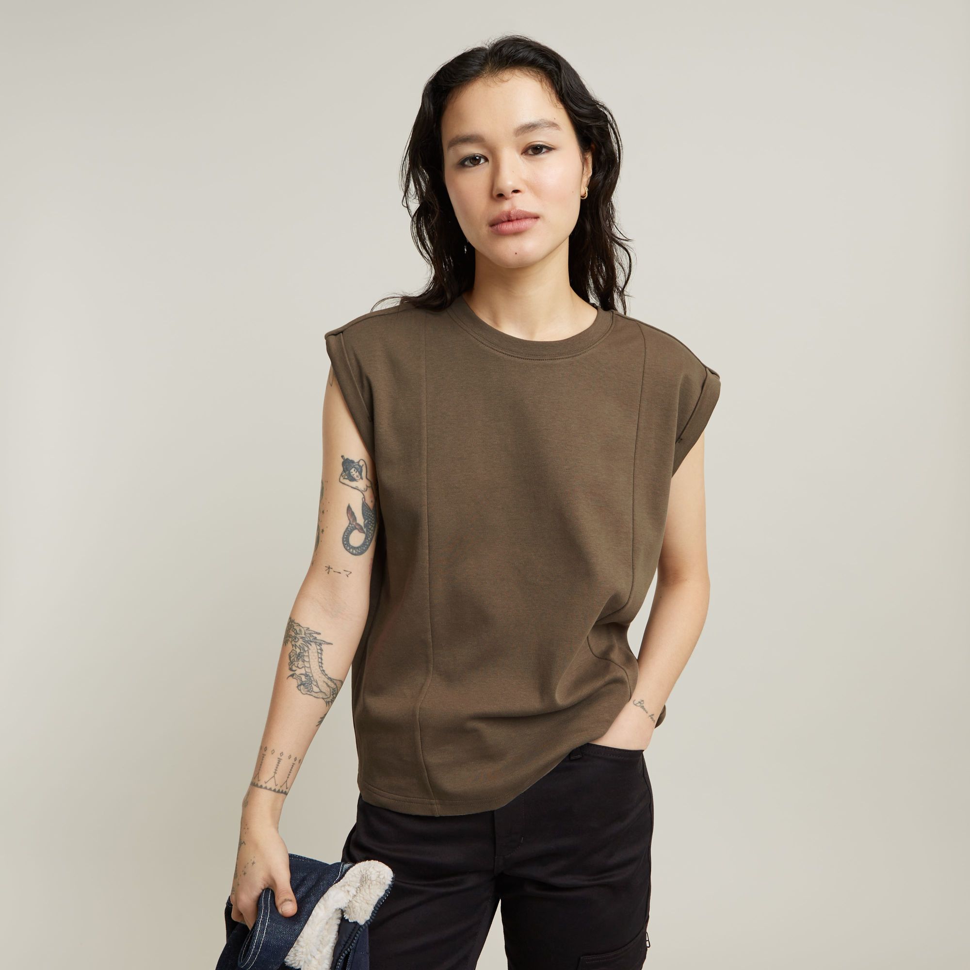 Constructed Loose Top - Braun - Damen