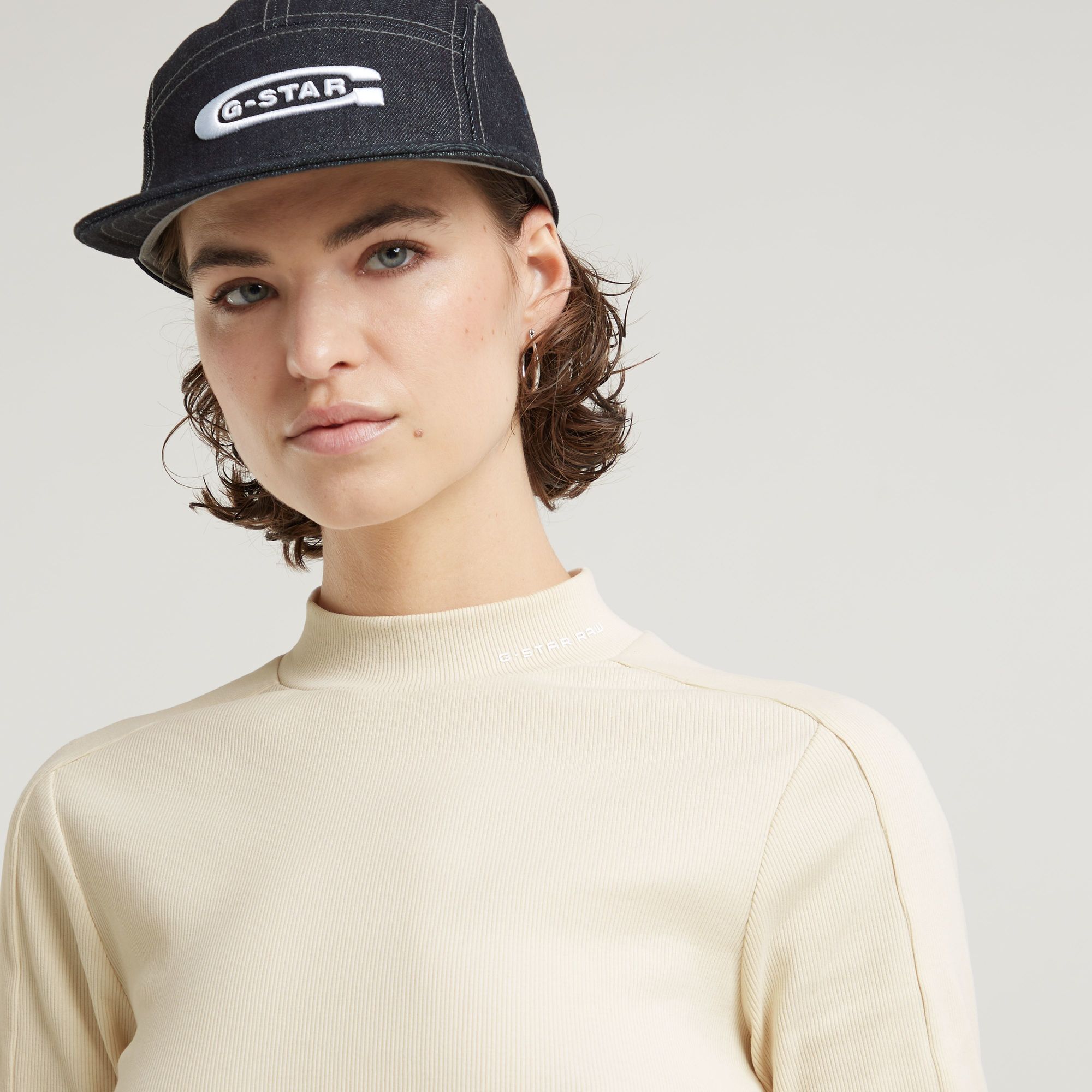 G-Star RAW Slim Rib Mock Top Wit Dames
