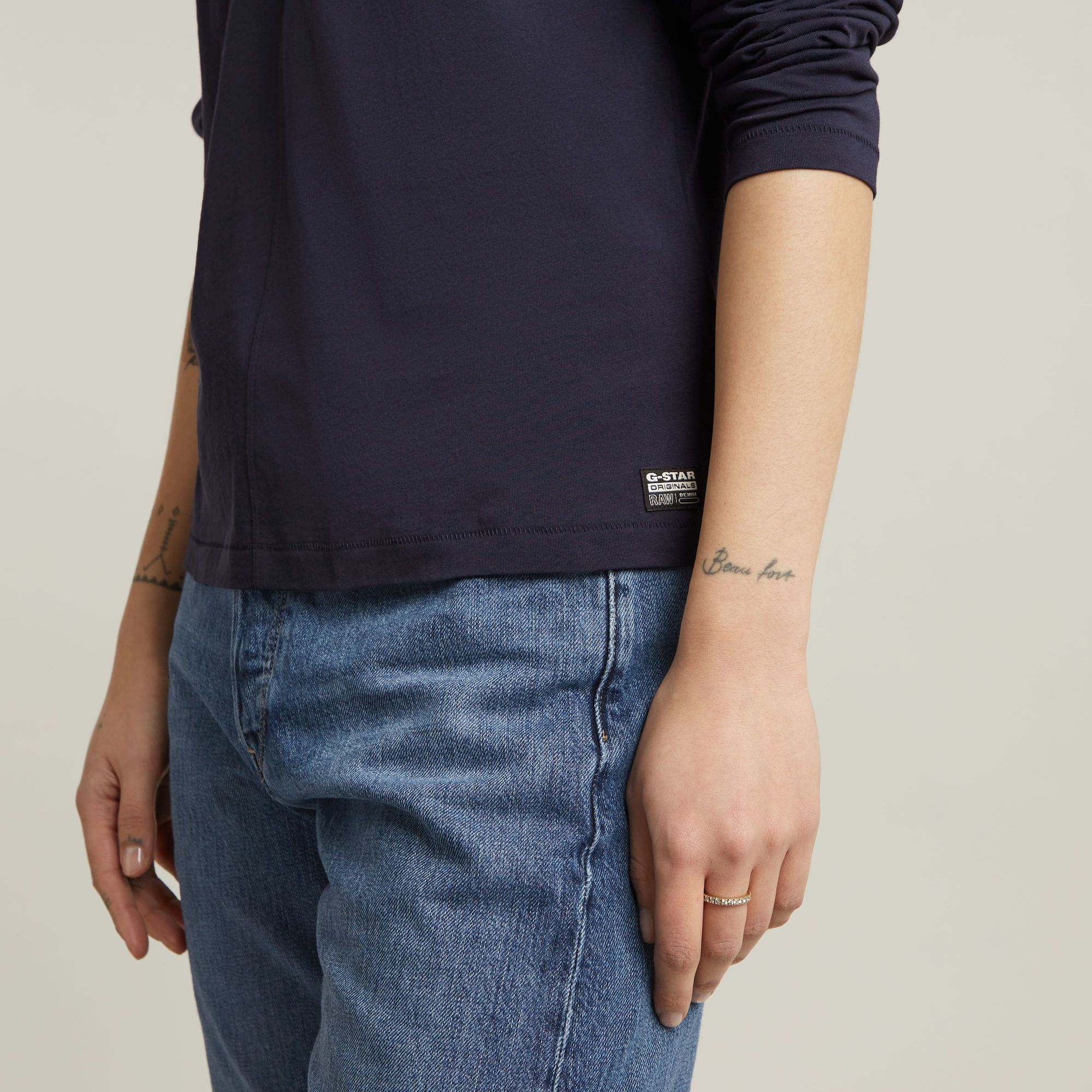 G-Star RAW Front Seam Top Donkerblauw Dames