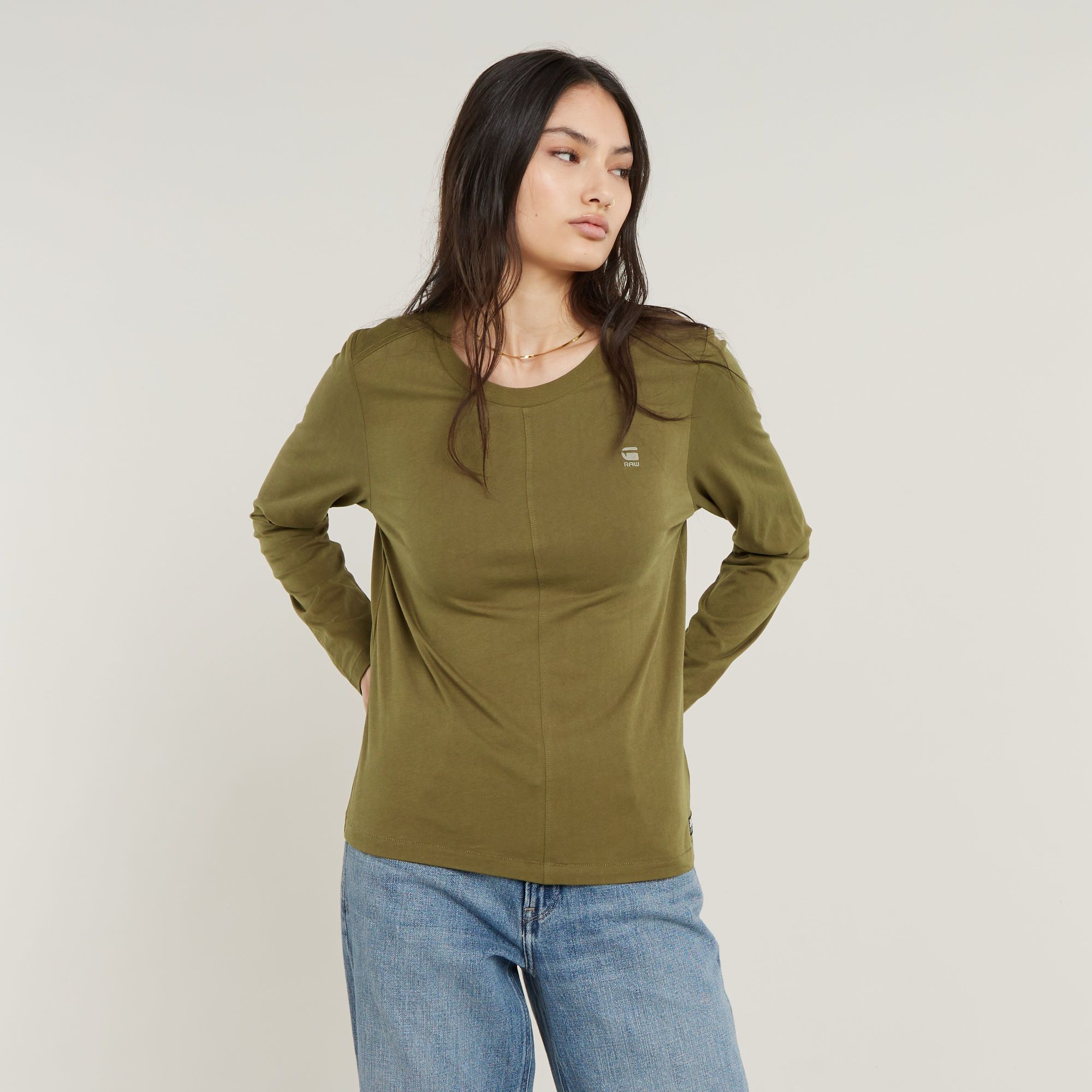 G-Star RAW Front Seam Top Groen Dames