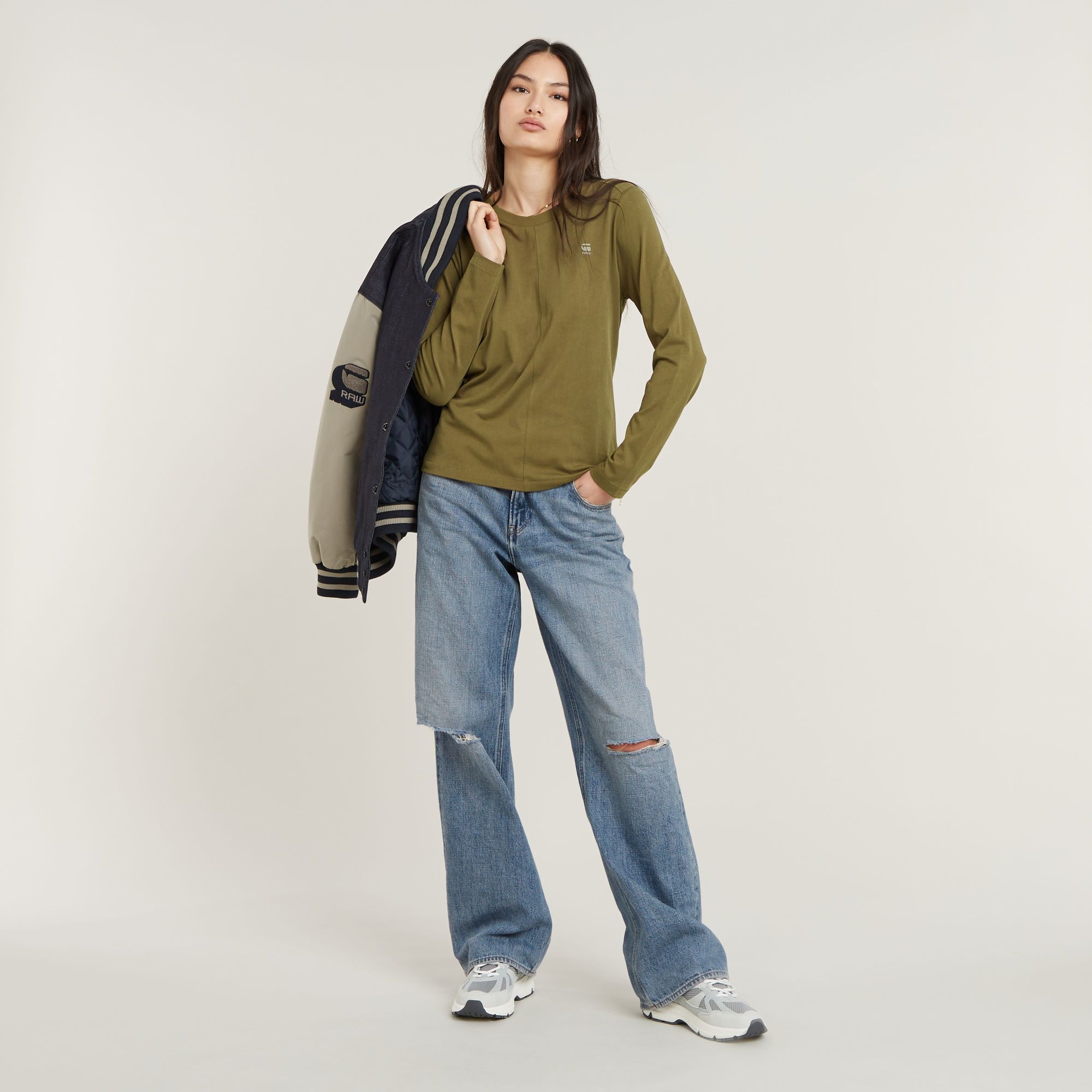 G-Star RAW Front Seam Top Groen Dames