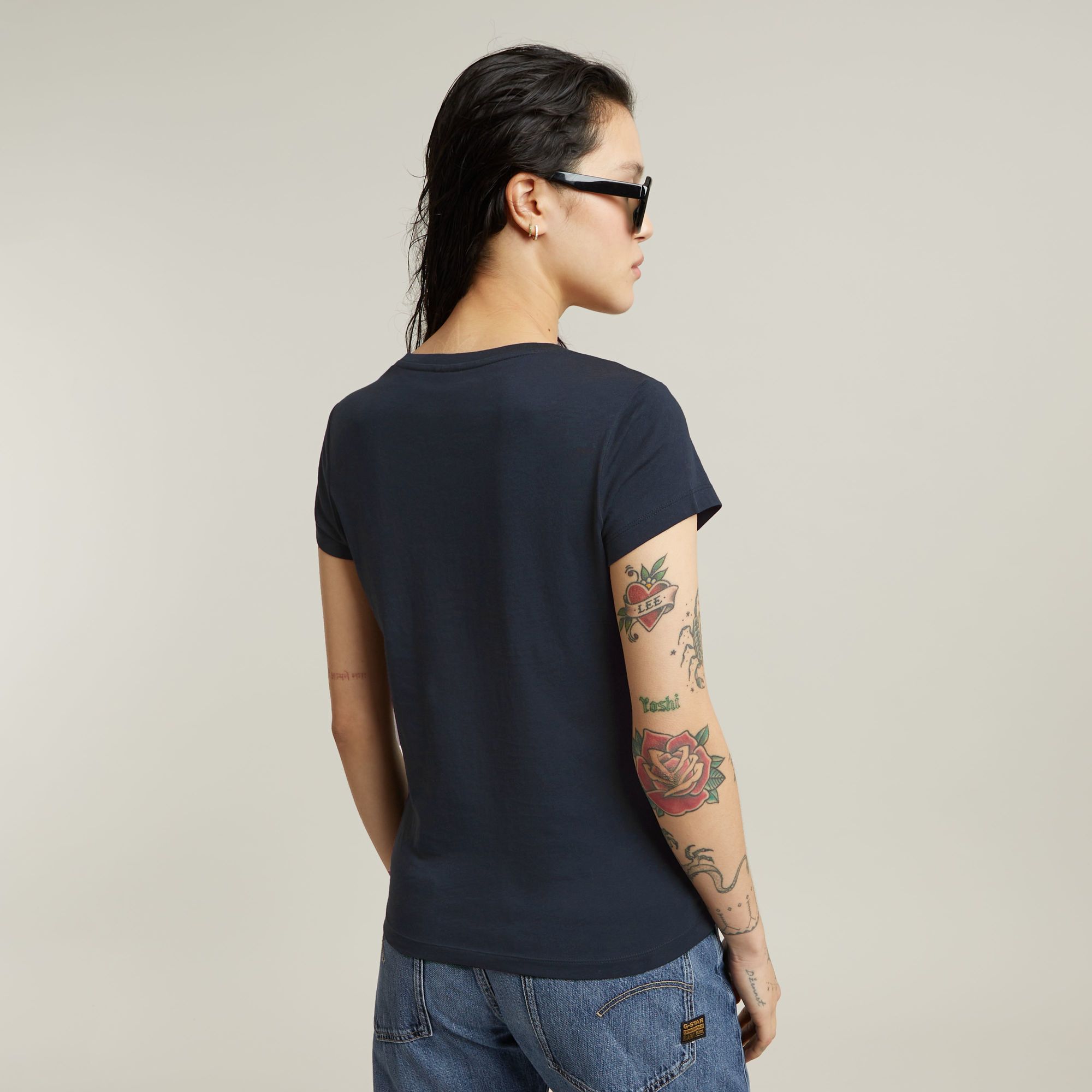 G-Star RAW Eyben Slim V-Neck Top 2.0 Donkerblauw Dames