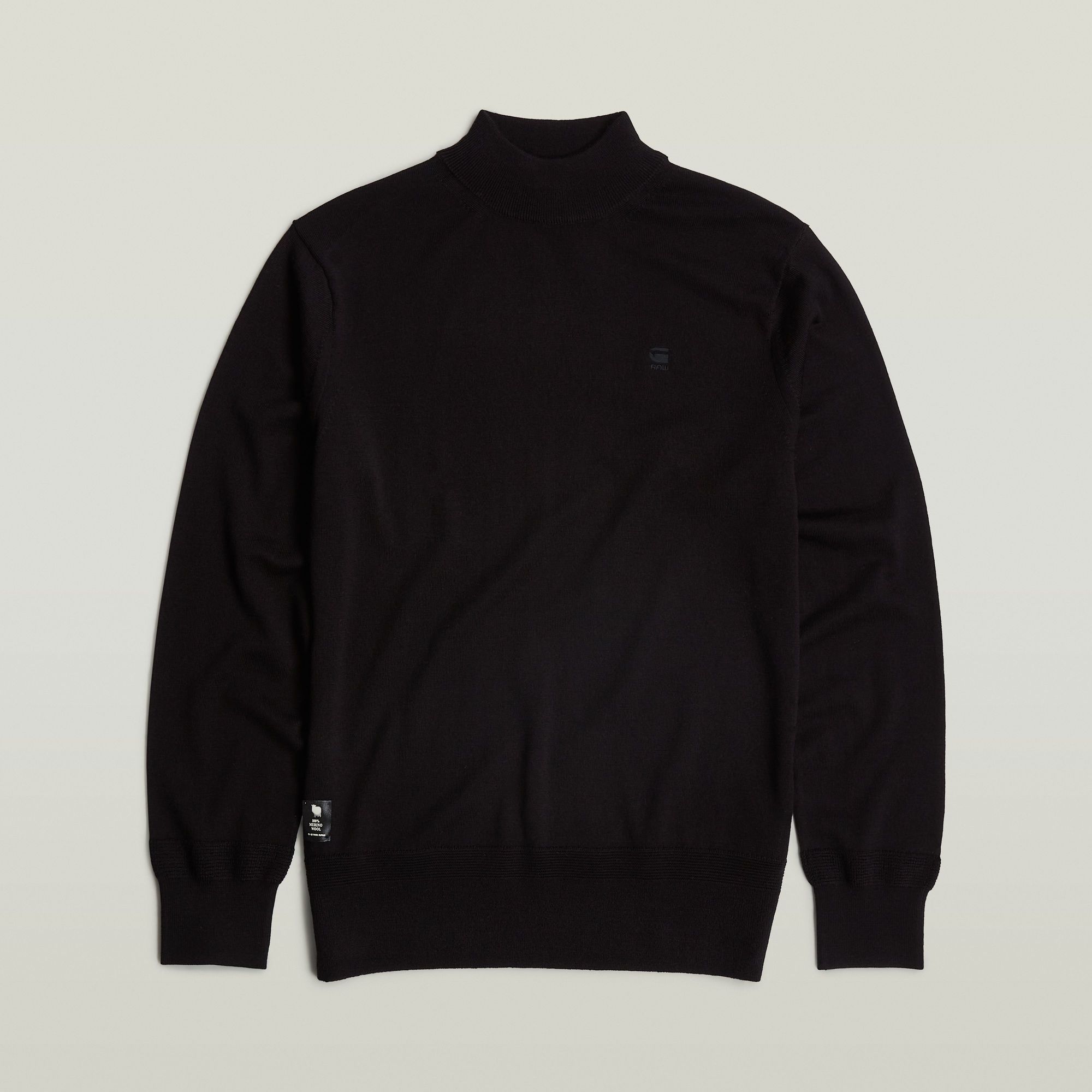 G-Star RAW Premium Core Gebreide Mock Neck Trui Zwart Heren