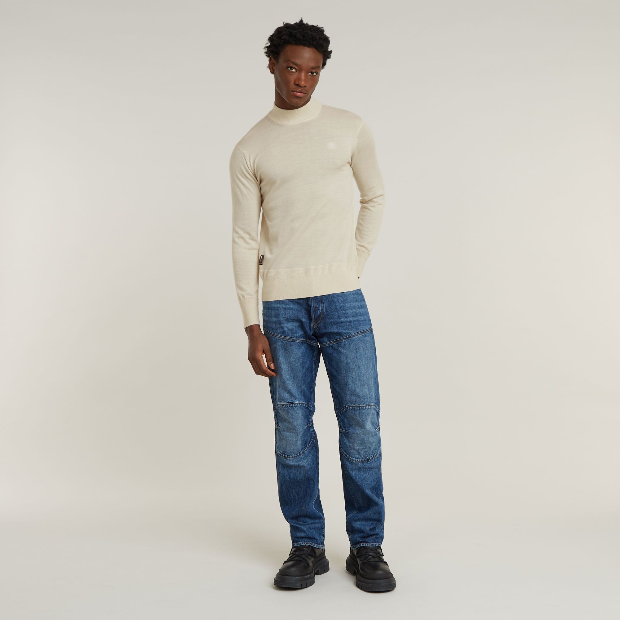 G-Star RAW Premium Core Gebreide Mock Neck Trui Wit Heren