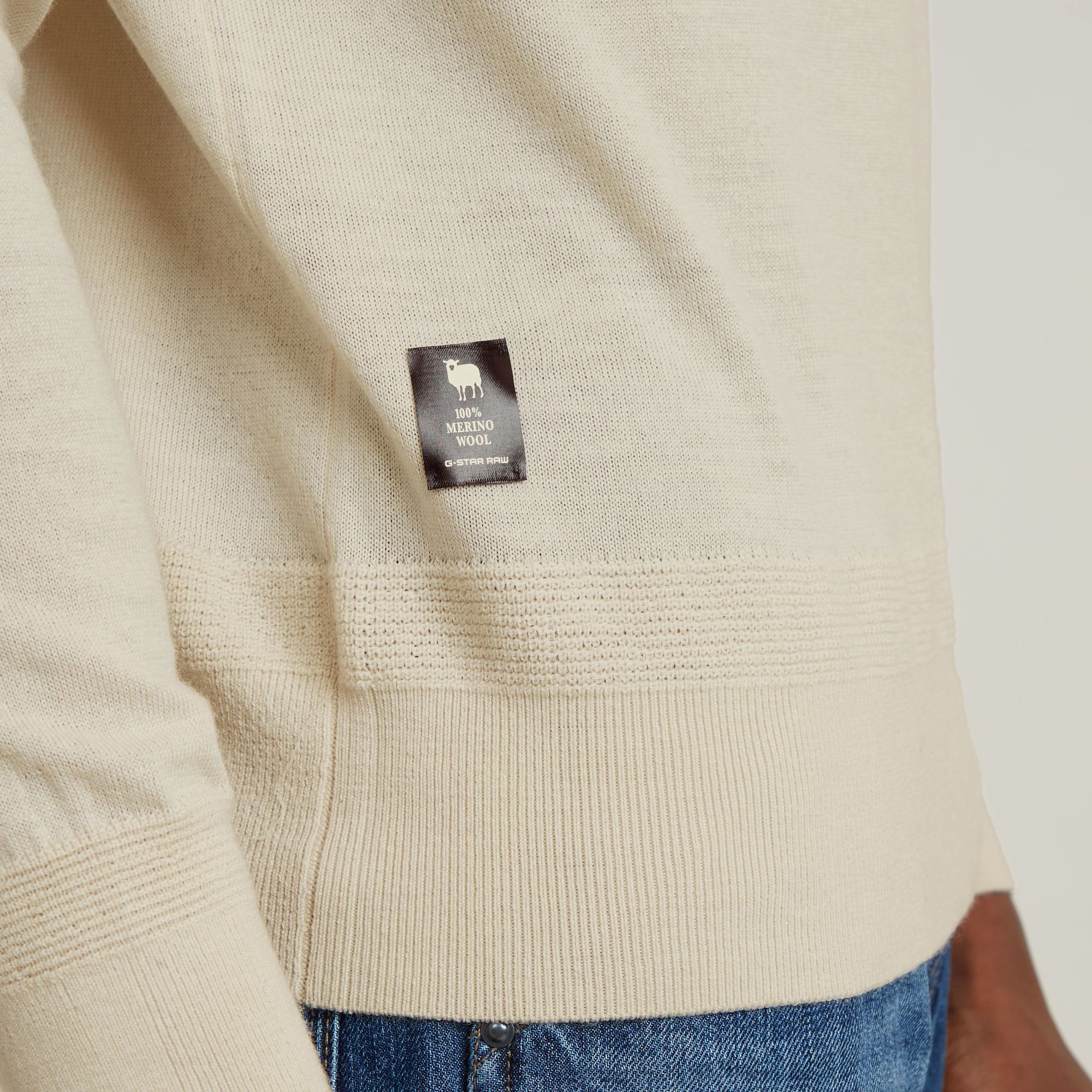 G-Star RAW Premium Core Gebreide Mock Neck Trui Wit Heren