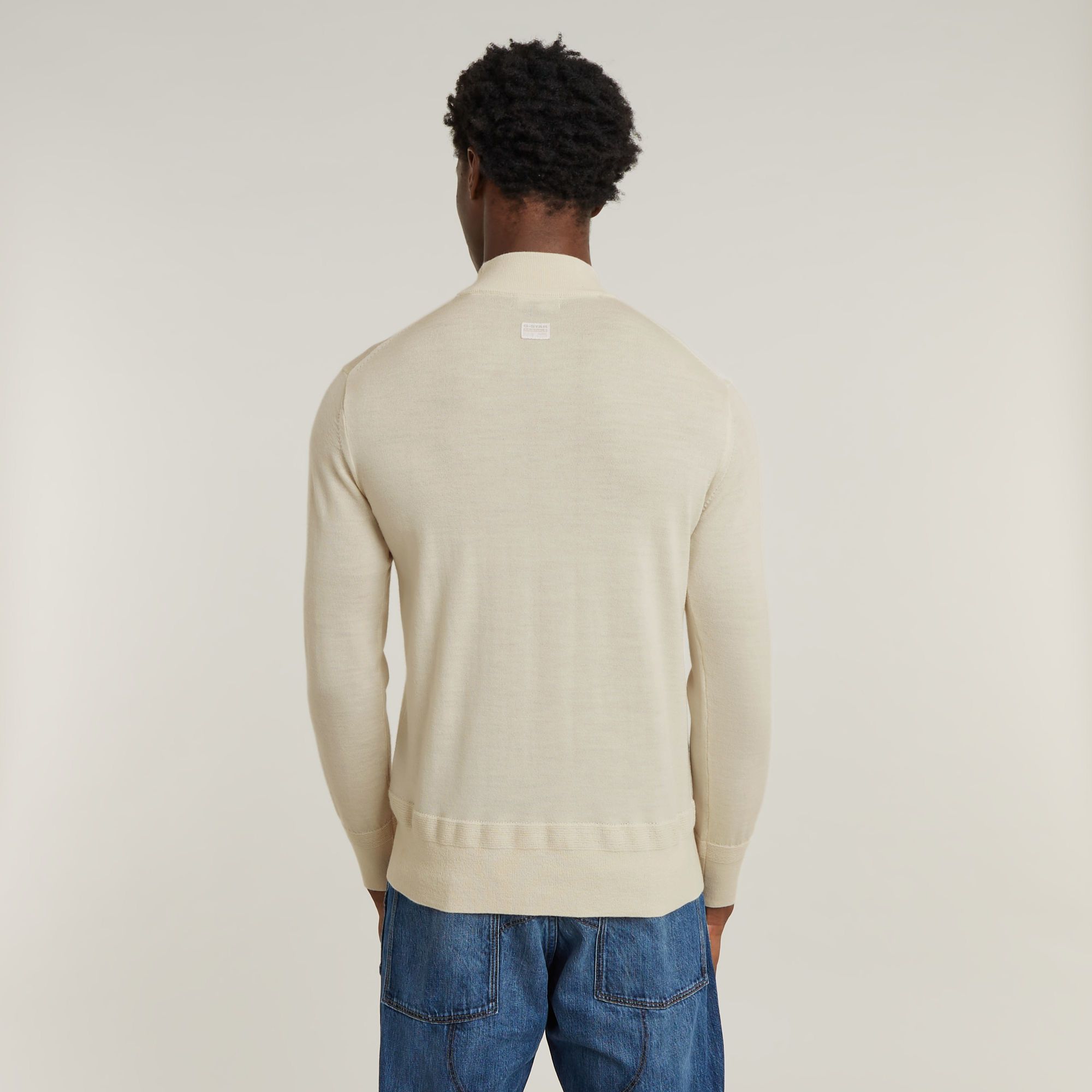 G-Star RAW Premium Core Gebreide Mock Neck Trui Wit Heren