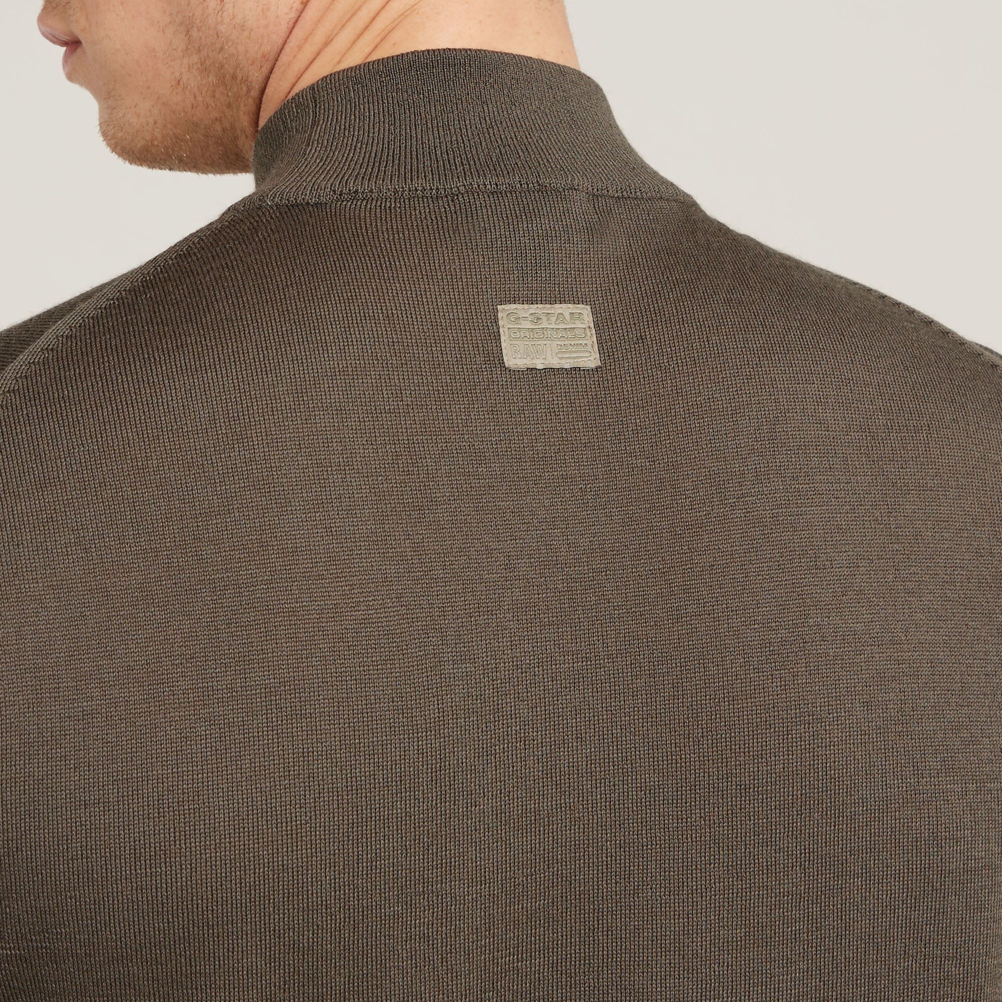 G-Star RAW Premium Core Gebreide Mock Neck Trui Bruin Heren