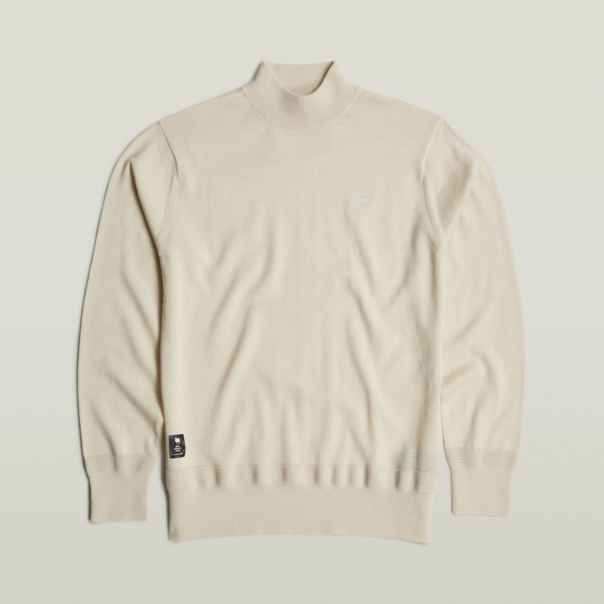 G-Star RAW Premium Core Gebreide Mock Neck Trui Wit Heren