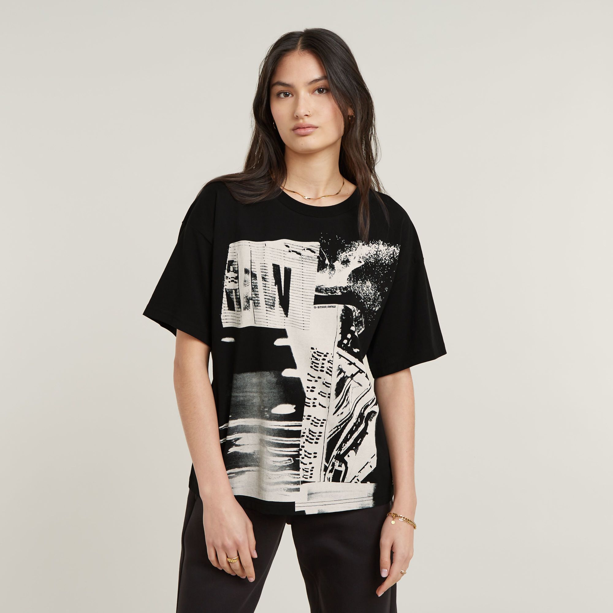 

Multi Print Loose Top - Black - Women