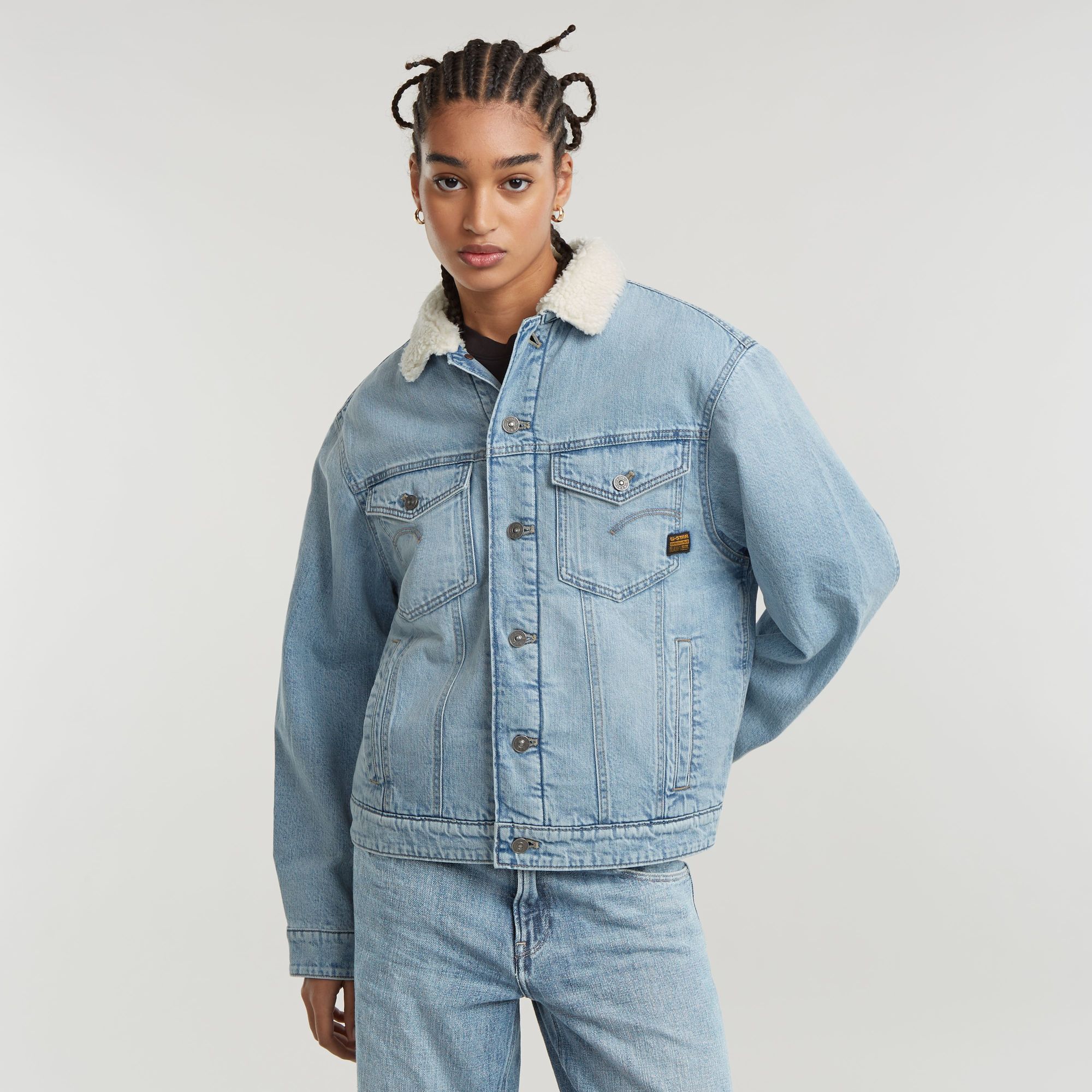 

Relaxed Sherpa Jacket - Light blue - Women